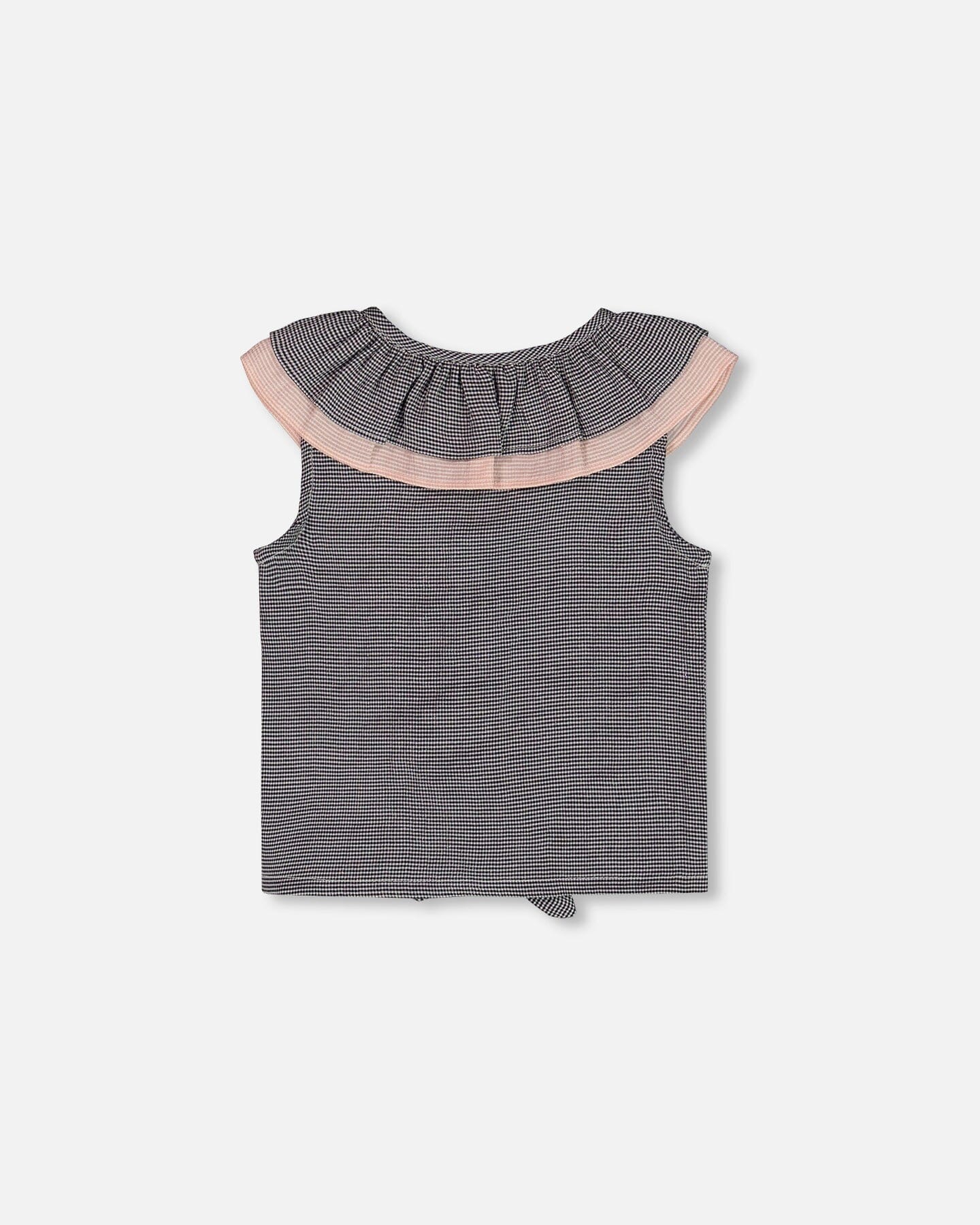 Sleeveless Top With Front Tie Black And Sparkling Pink
