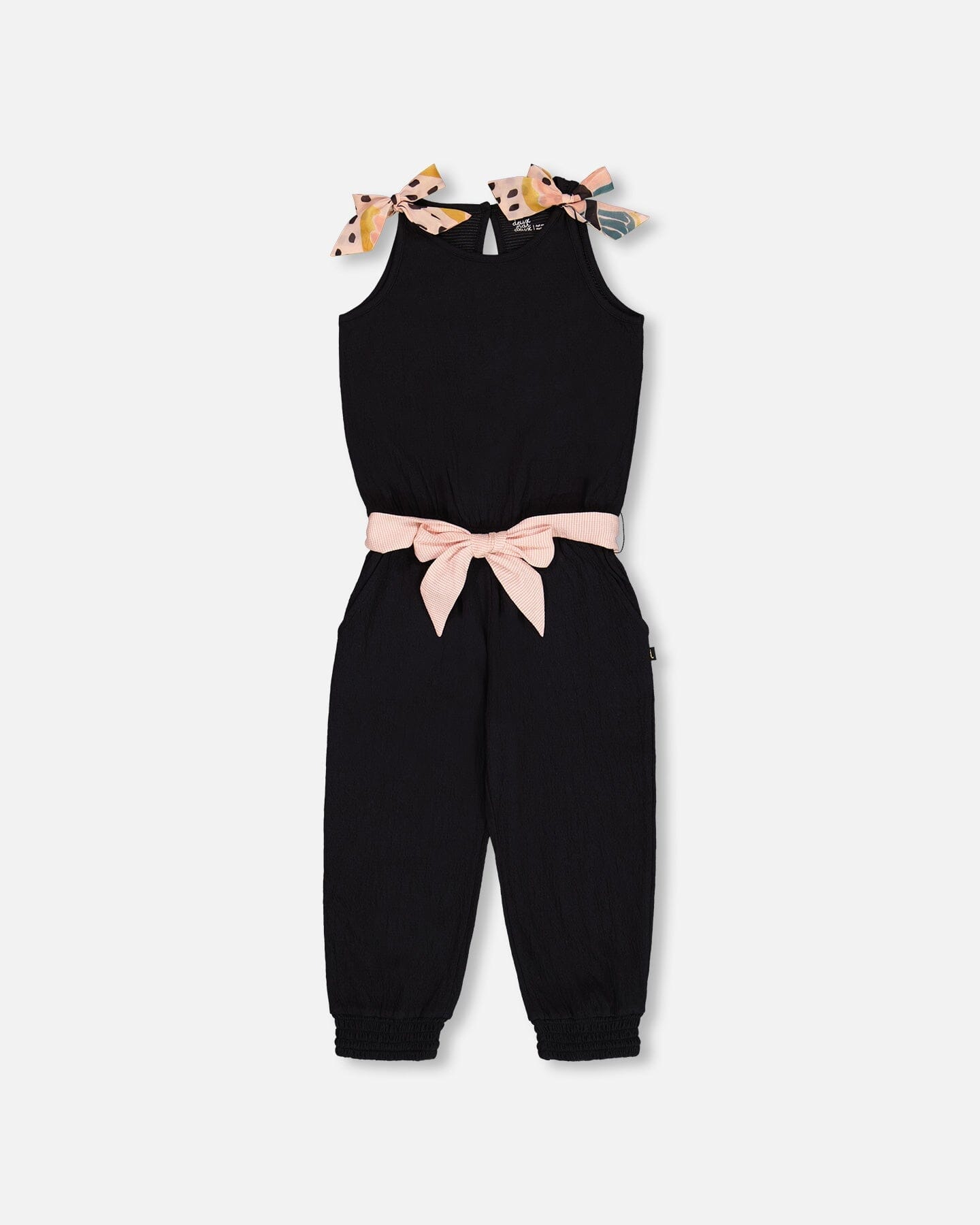 Crinkle Jumpsuit Black And Sparkling Pink