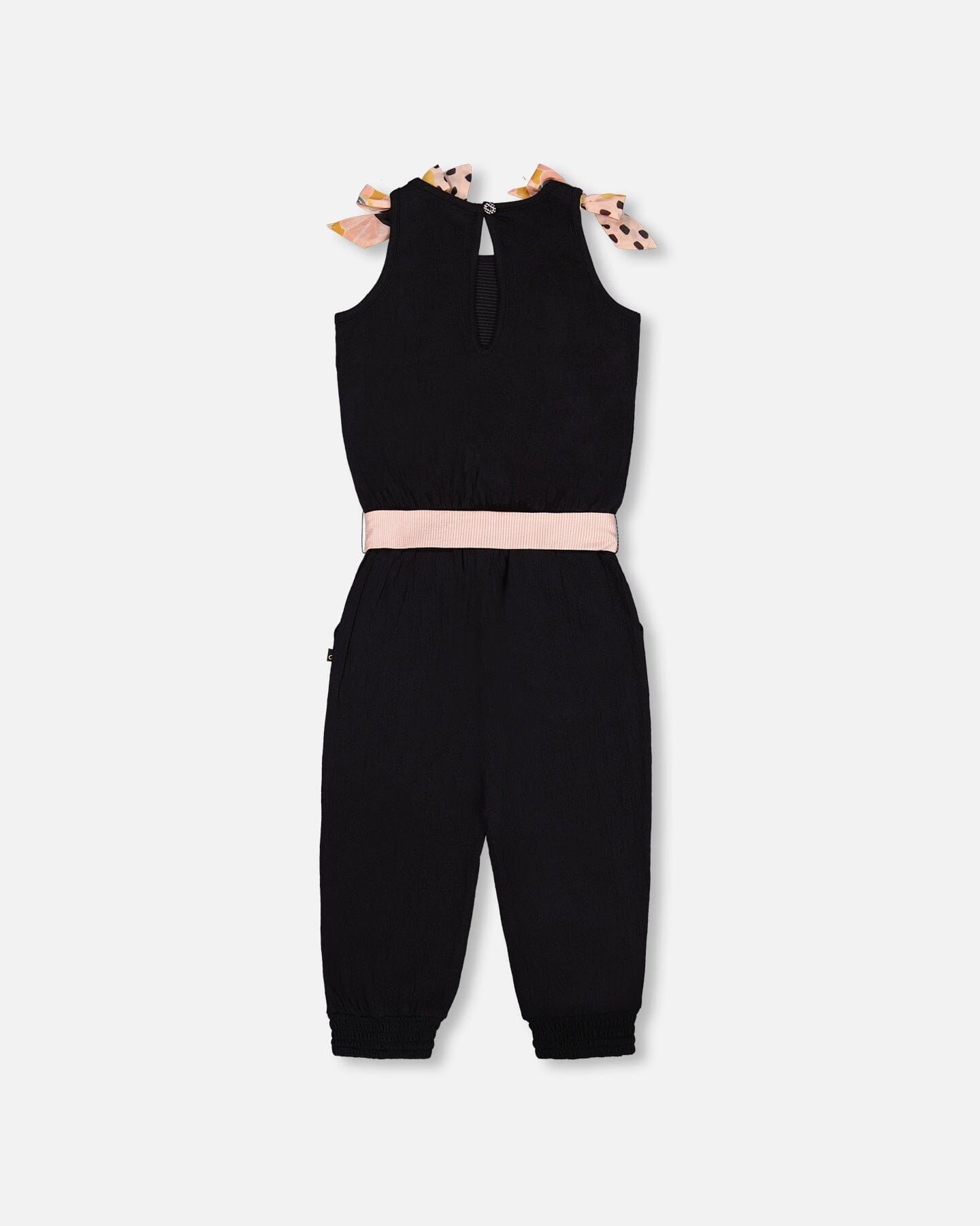 Crinkle Jumpsuit Black And Sparkling Pink
