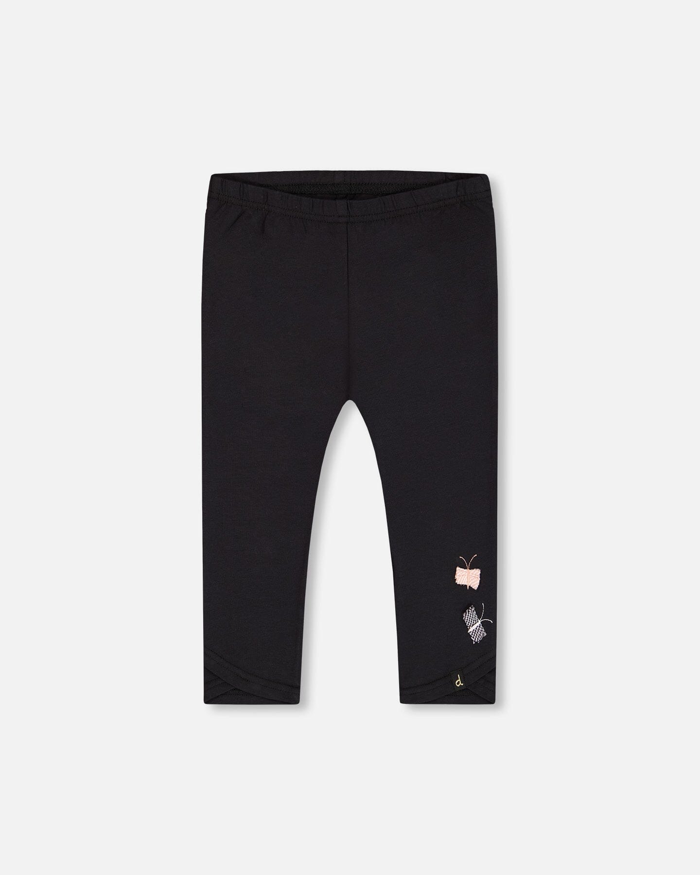 Organic Cotton Capri Legging Black And Small Flower