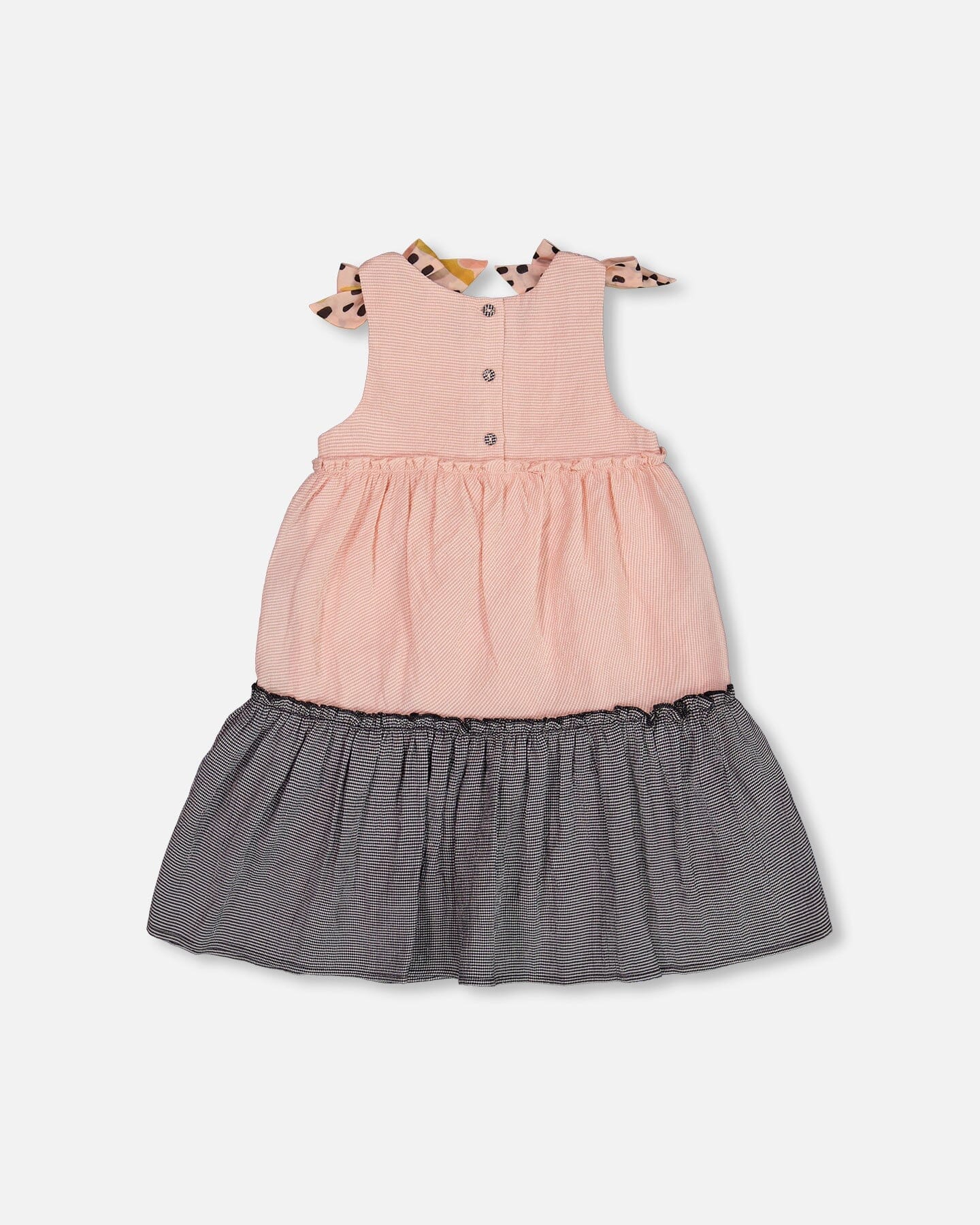 Tiered Dress With Bows Pink And Black