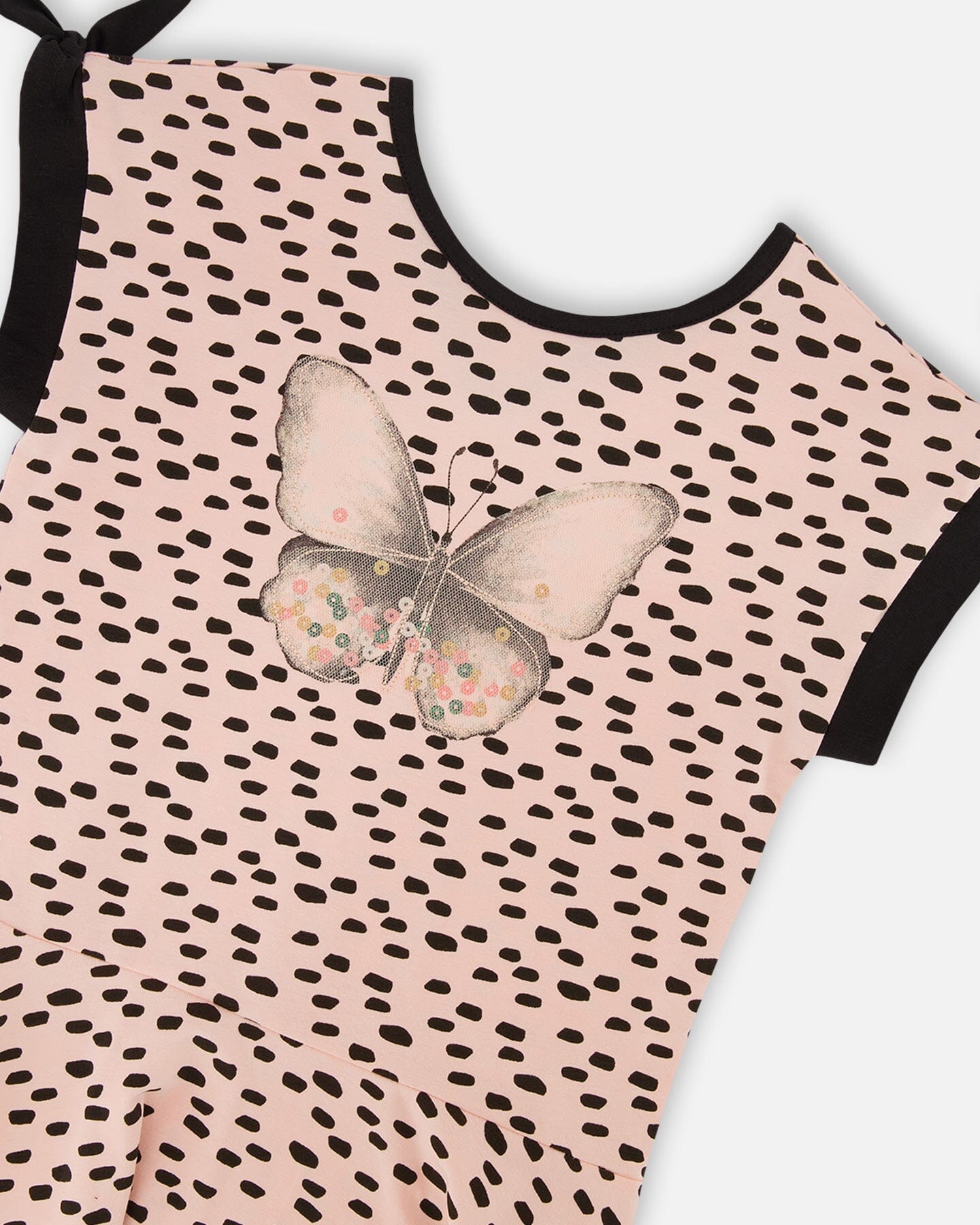 Printed Organic Cotton Dress Black And Pink Butterflies