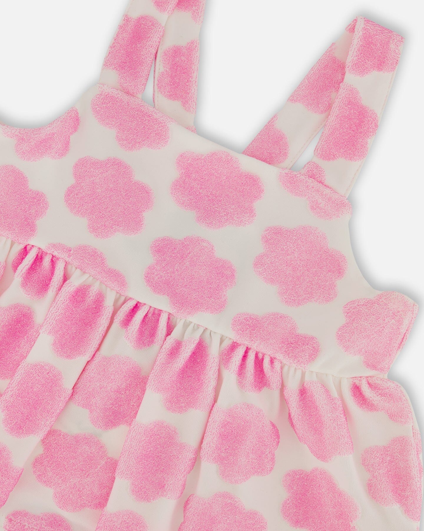 Printed Terry Tank Top And Shorts Set Vibrant Pink And White