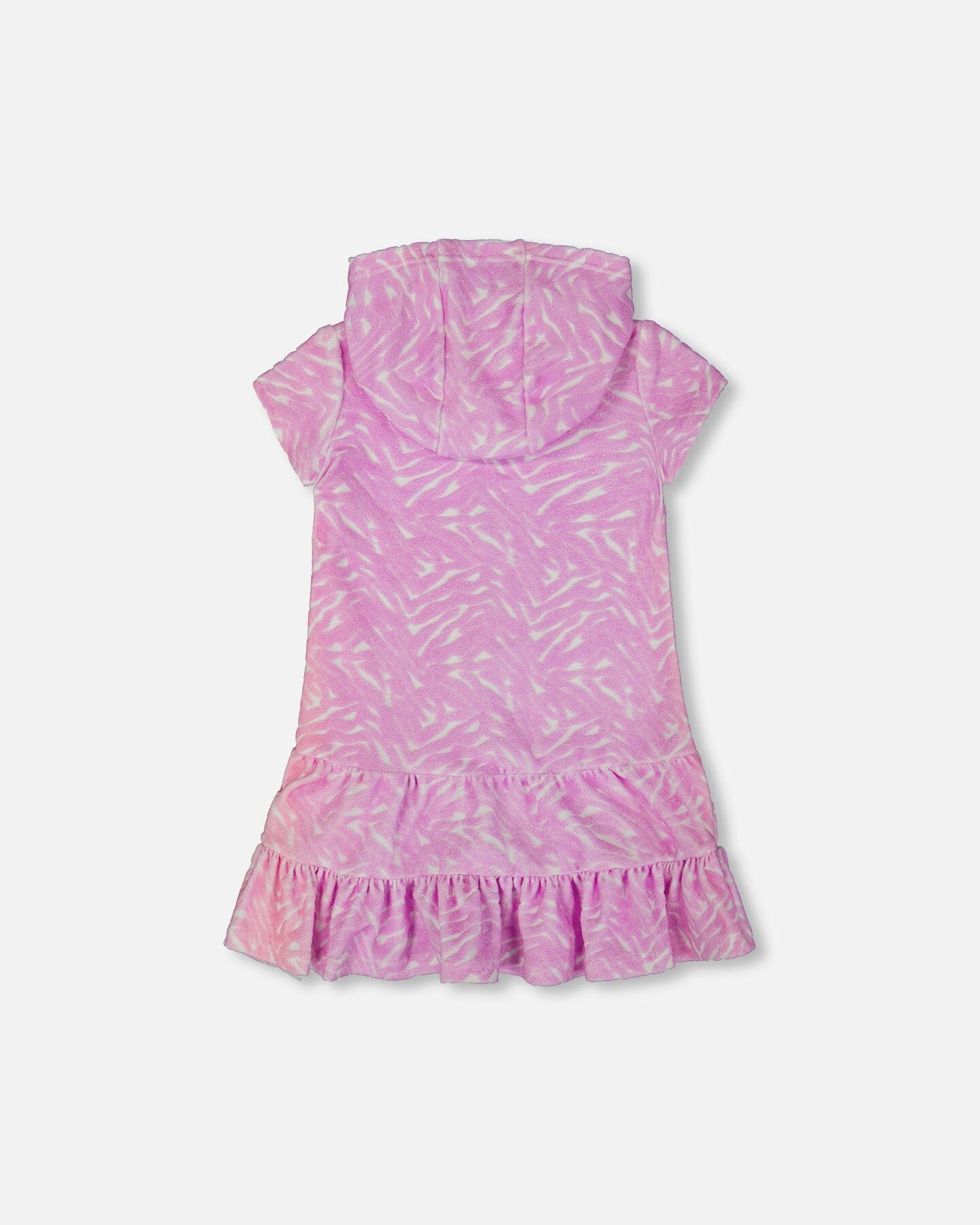 Printed Terry Beach Dress Vibrant Pink And White