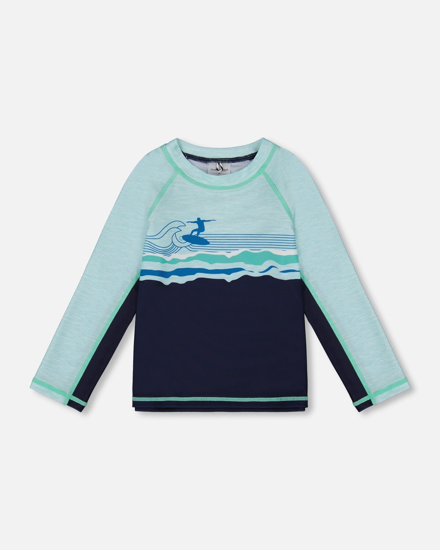 Long Sleeve Rashguard Navy Blue And Turquoise