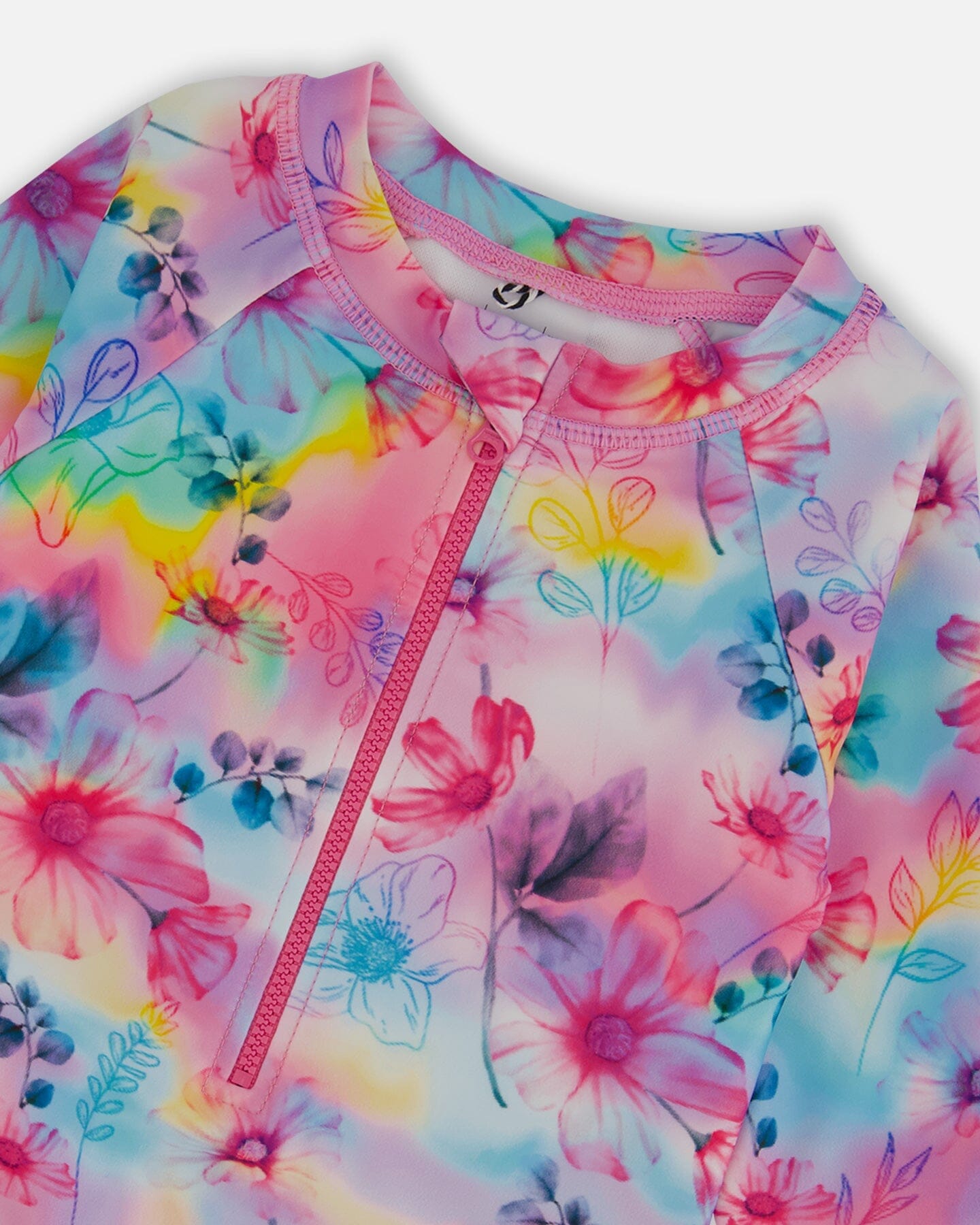 Printed Long Sleeve Rashguard Butterflies On Multicolored Background