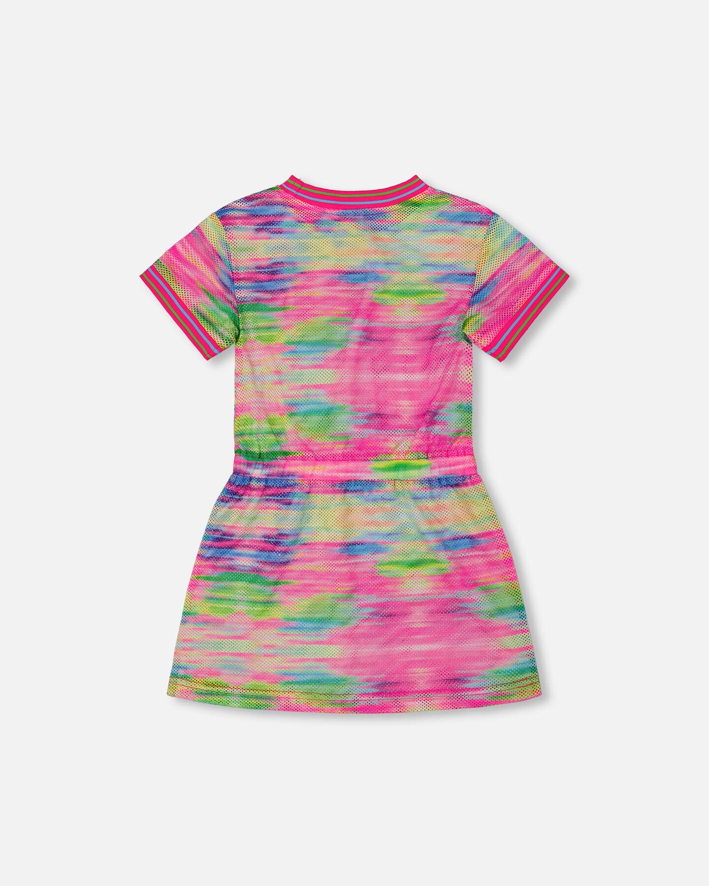 Short Sleeve Mesh Beach Dress Multicolored