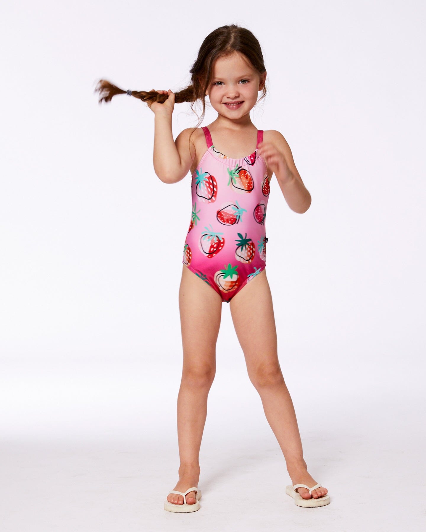 Printed One-Piece Swimsuit Pink Gradient Strawberry
