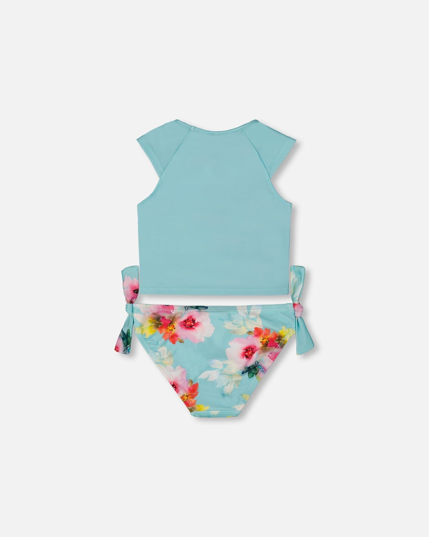Printed Two-Piece Swimsuit Turquoise And Pink Flowers