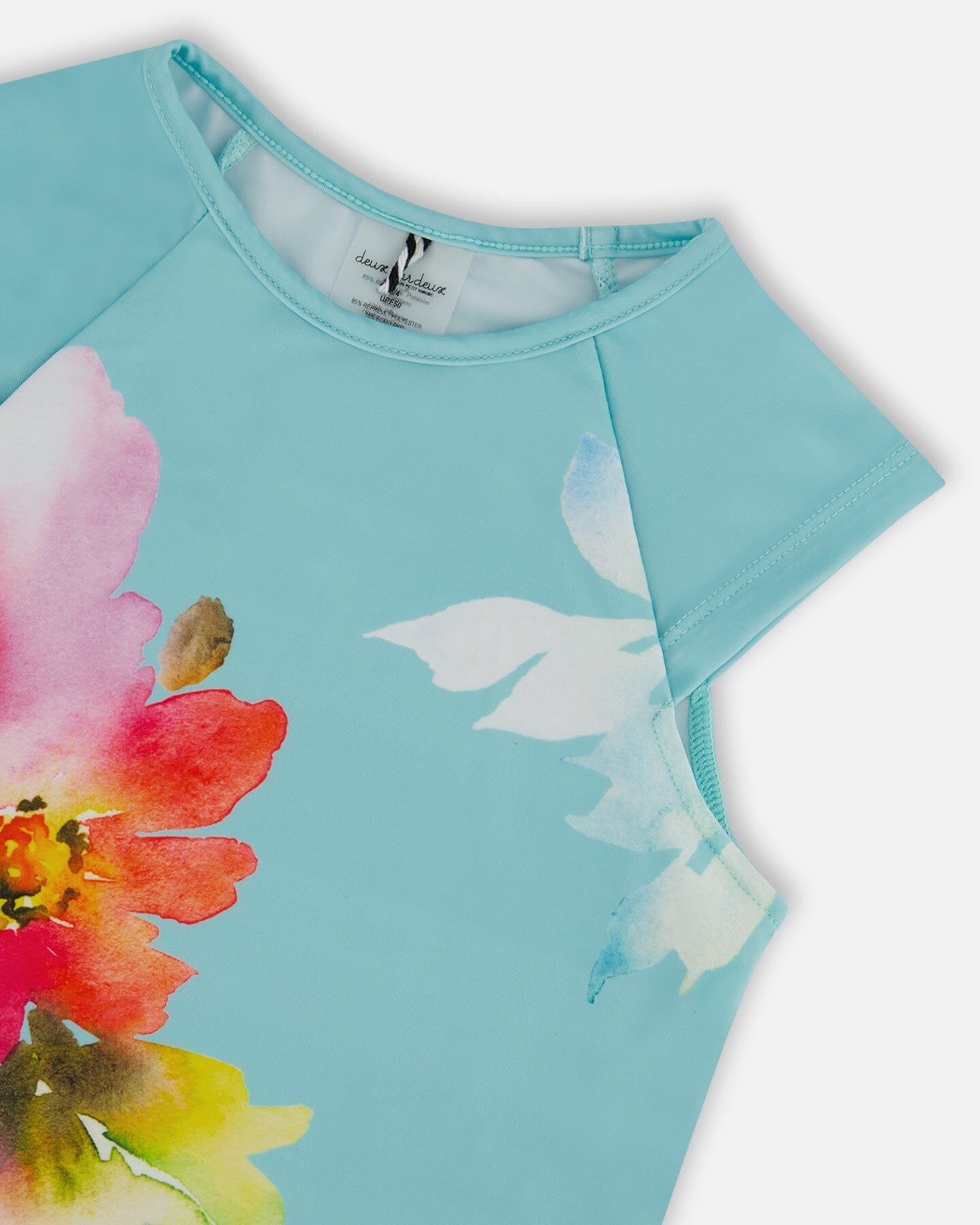 Printed Two-Piece Swimsuit Turquoise And Pink Flowers