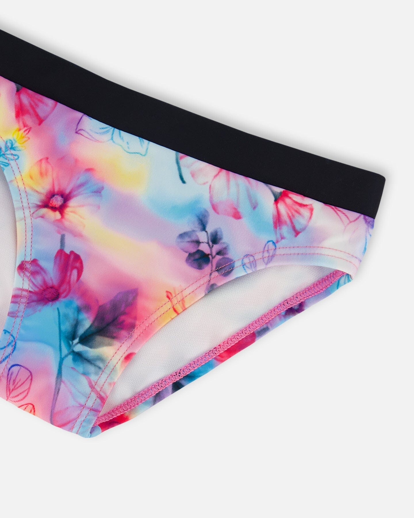 Printed Two-Piece Racerback Swimsuit Butterflies On Multicolored And Black Background