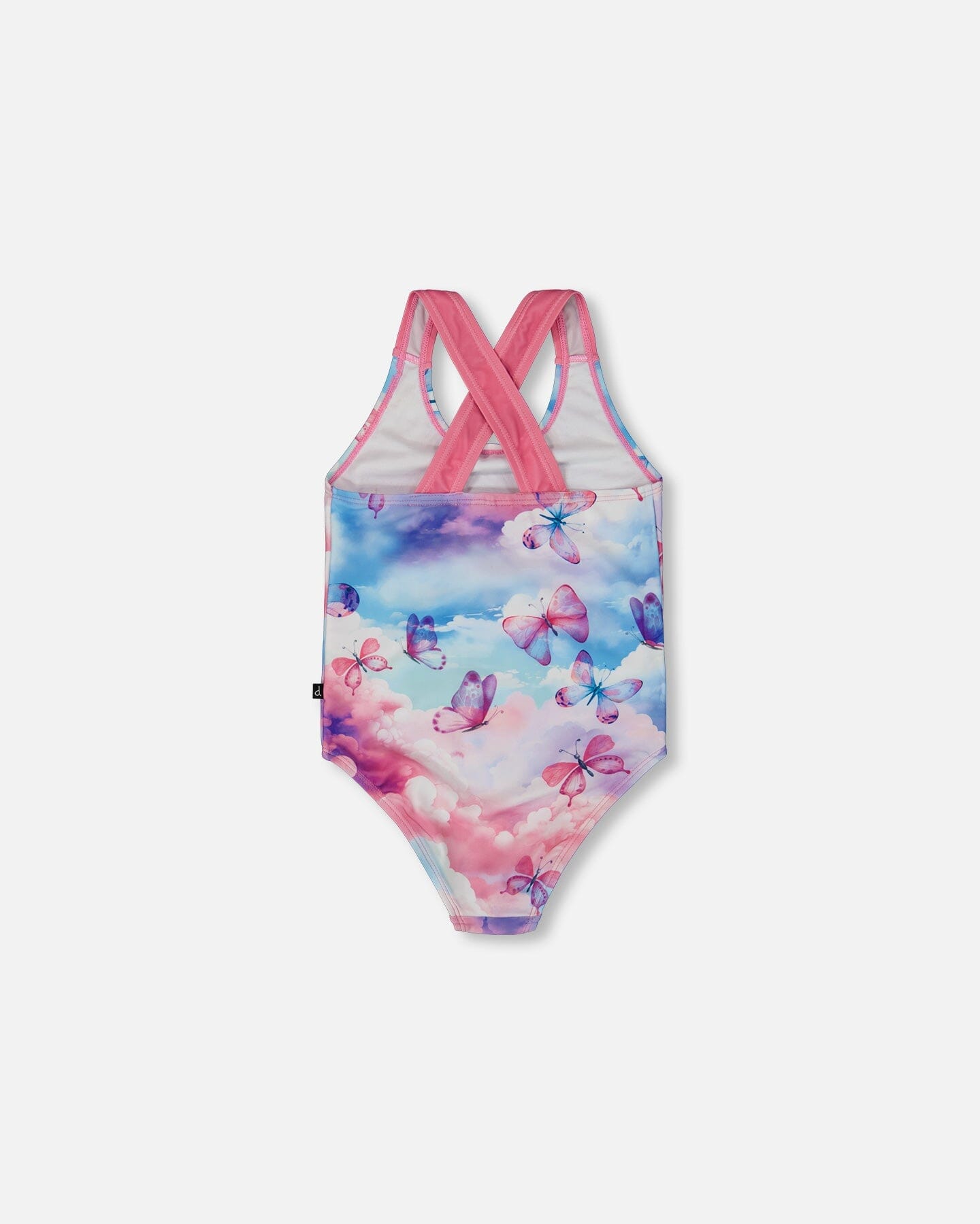 Printed One-Piece Swimsuit Butterflies On Multicolored Background