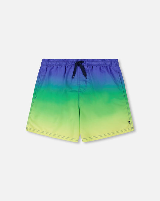 Men's Swim Trunks Blue, Green, And Lime Gradient