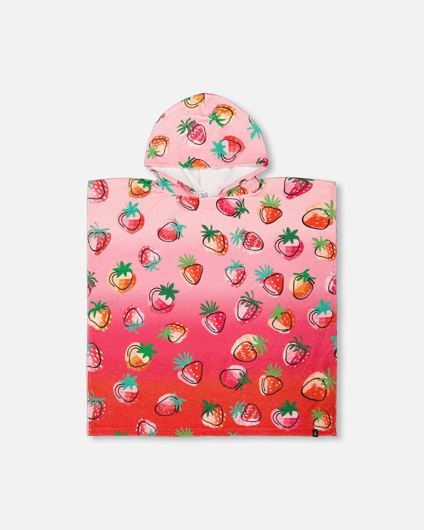 Bright Pink Strawberry Print Beach Poncho