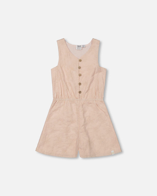 Sleeveless Eyelet Romper Beige