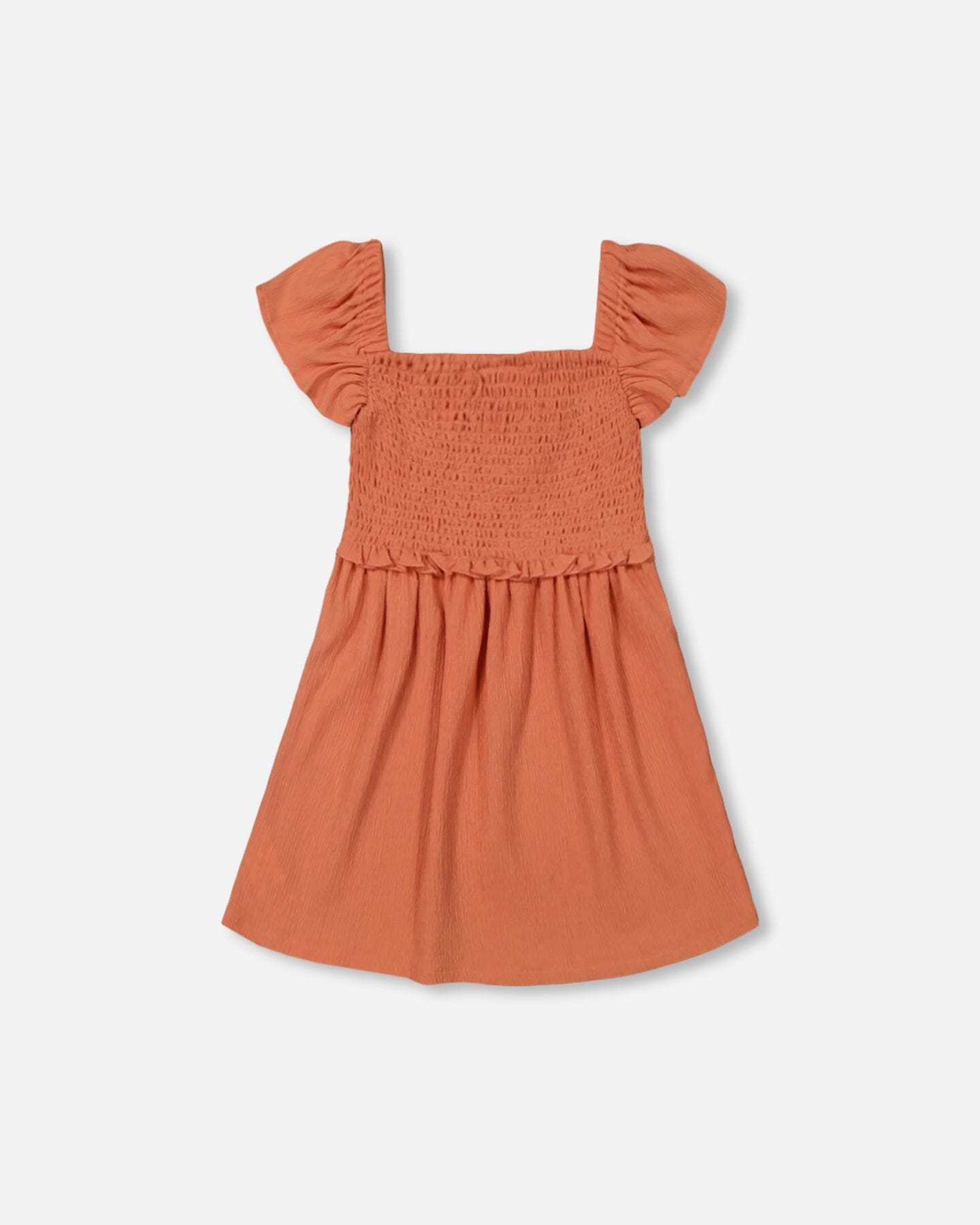 Textured Smocked Dress Orange