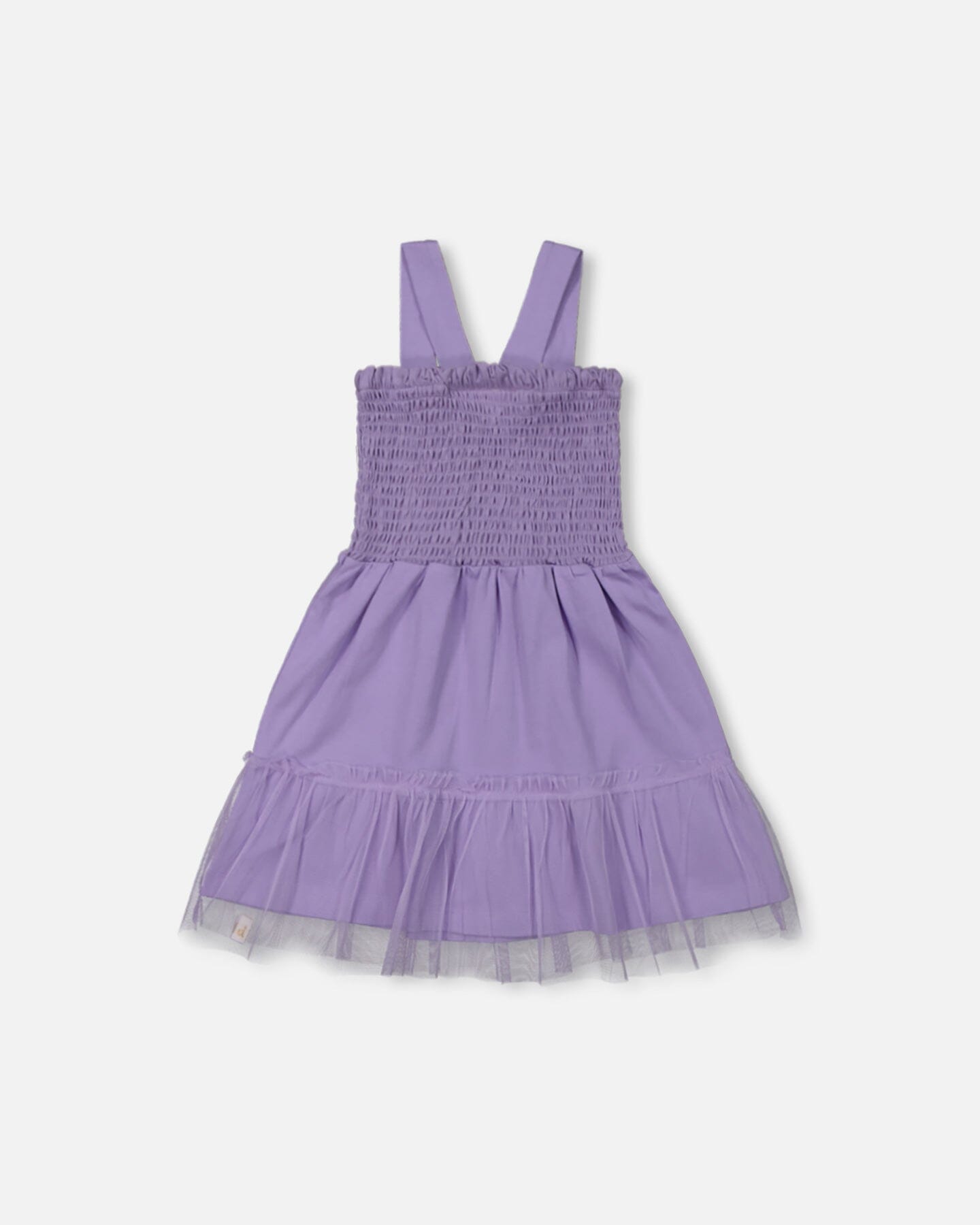 Smocked Dress With Frilled Mesh Skirt Old Mauve