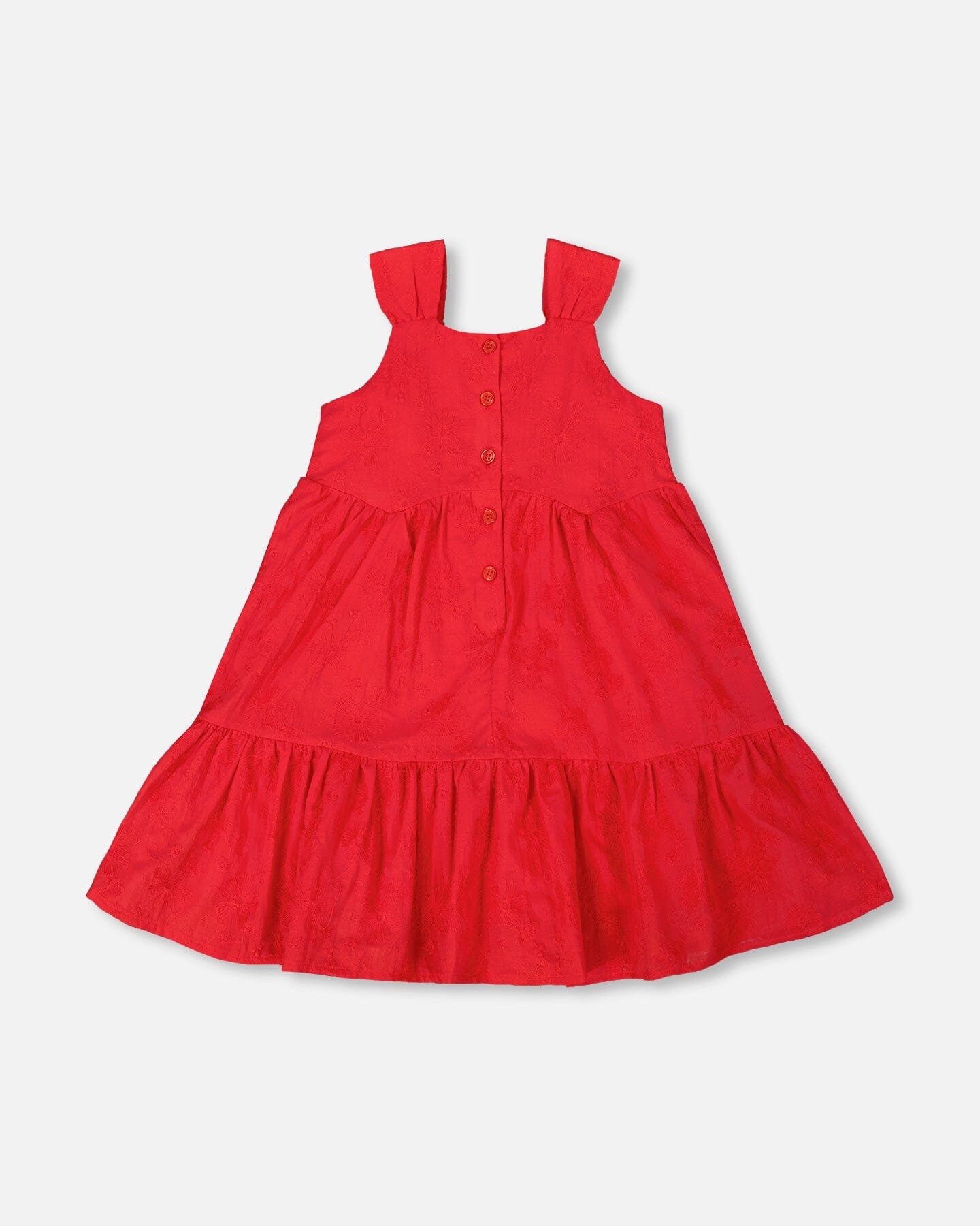 Multi-Tiered Eyelet Dress Red
