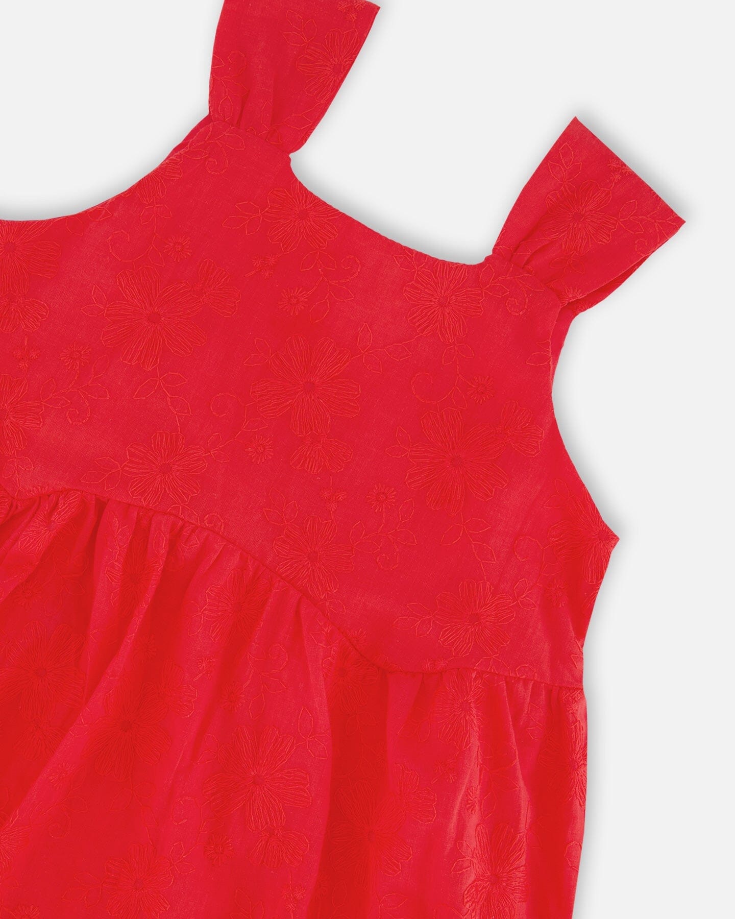 Multi-Tiered Eyelet Dress Red