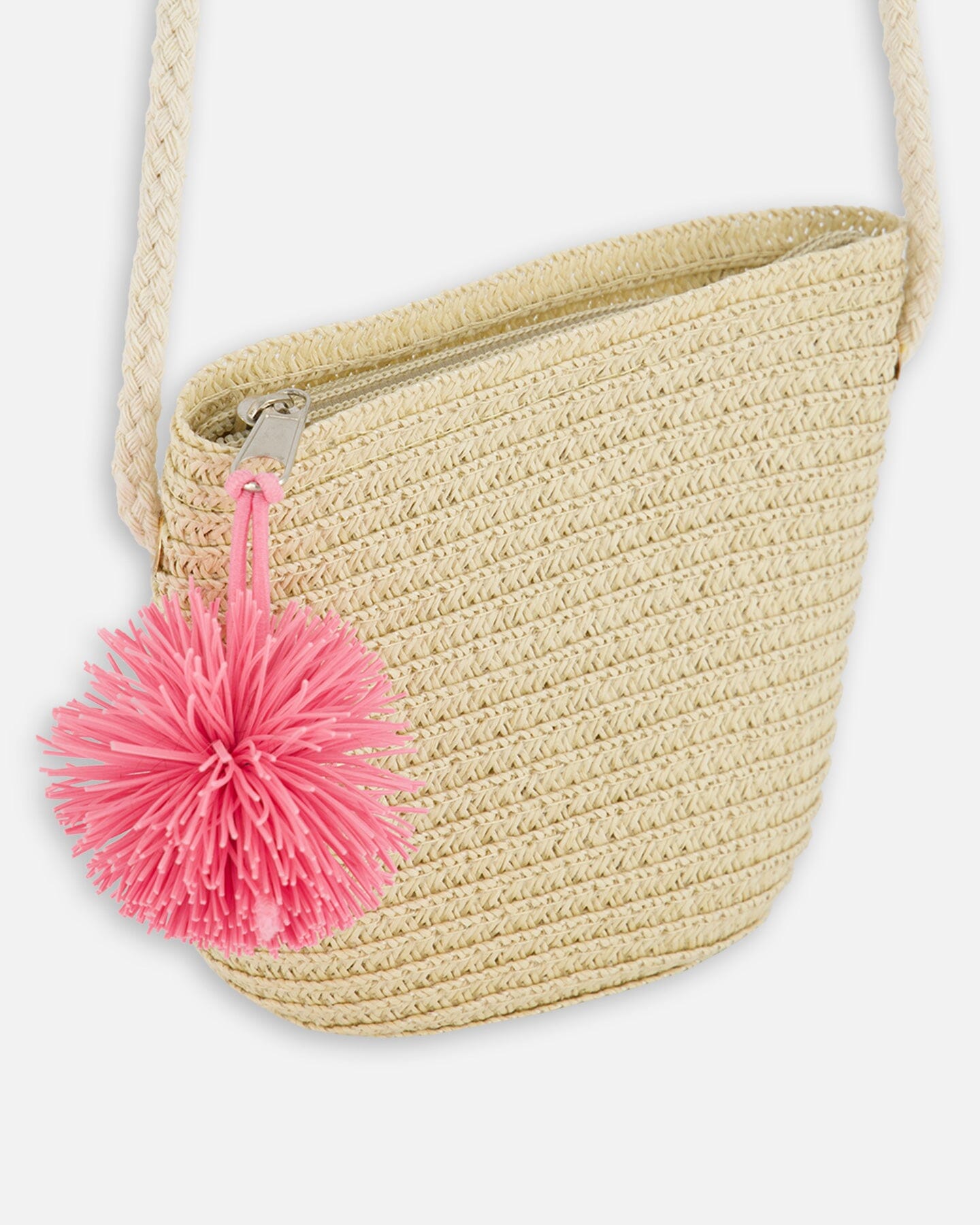 Straw Bag And Hat Set Straw And Pink