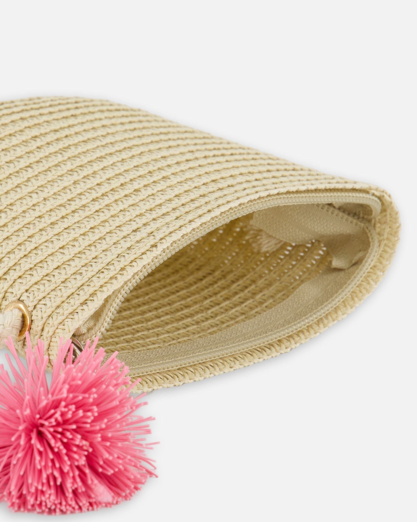 Straw Bag And Hat Set Straw And Pink