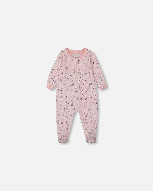 Printed Organic Cotton One-Piece Pajama Off-White And Multi Truck