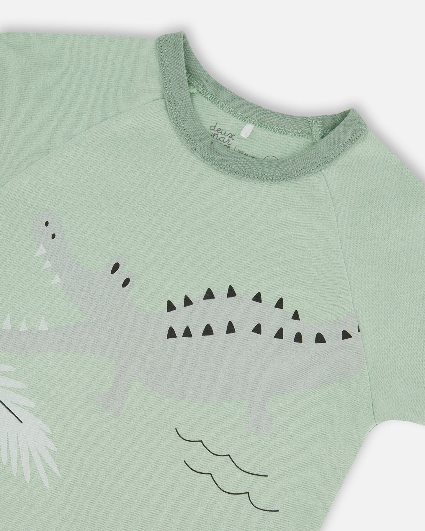 Organic Cotton Two-Piece Short Pajama Set Light Sage And Gray Crocodile