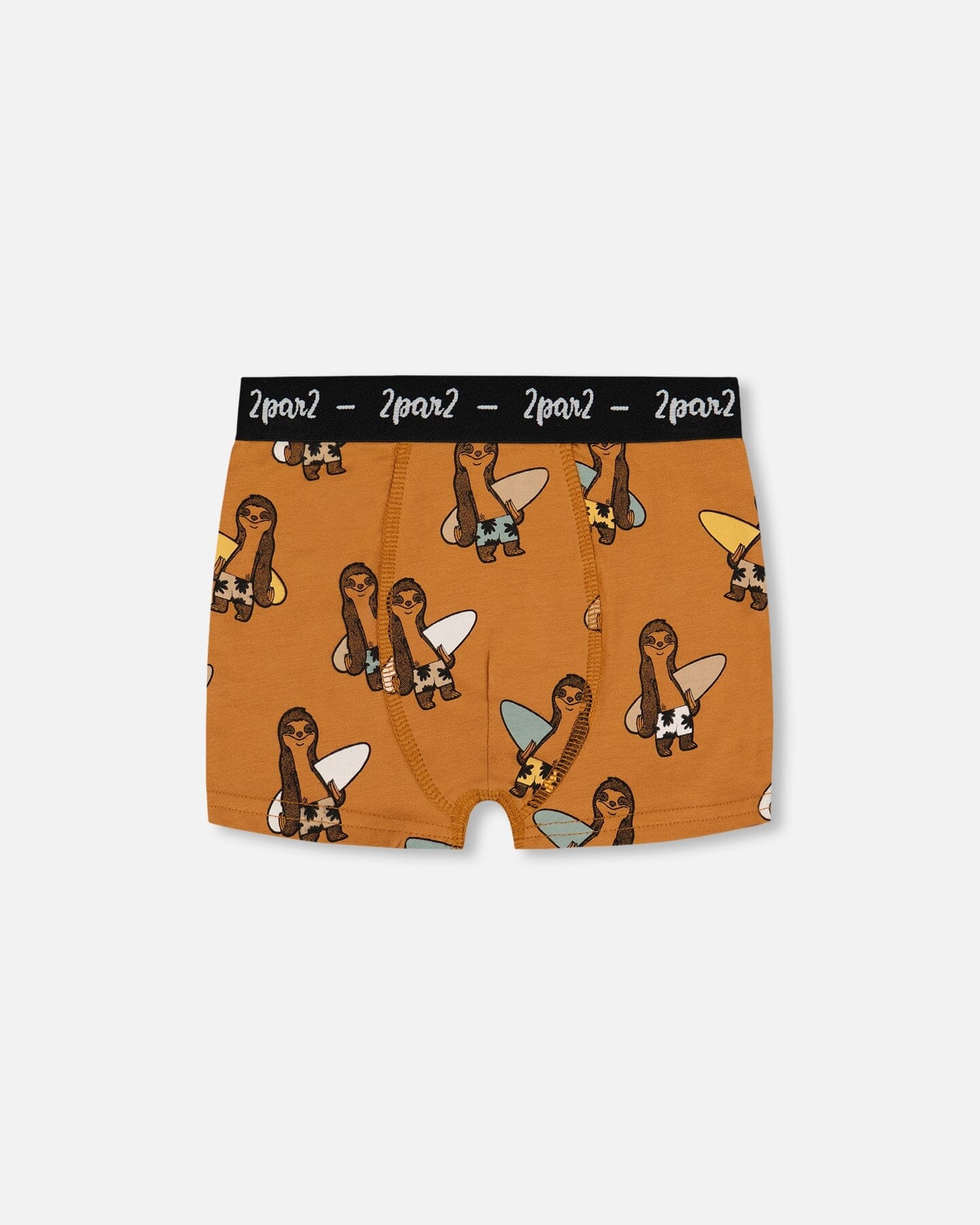 Printed Organic Cotton Boxer Shorts Sloths On Tan Background