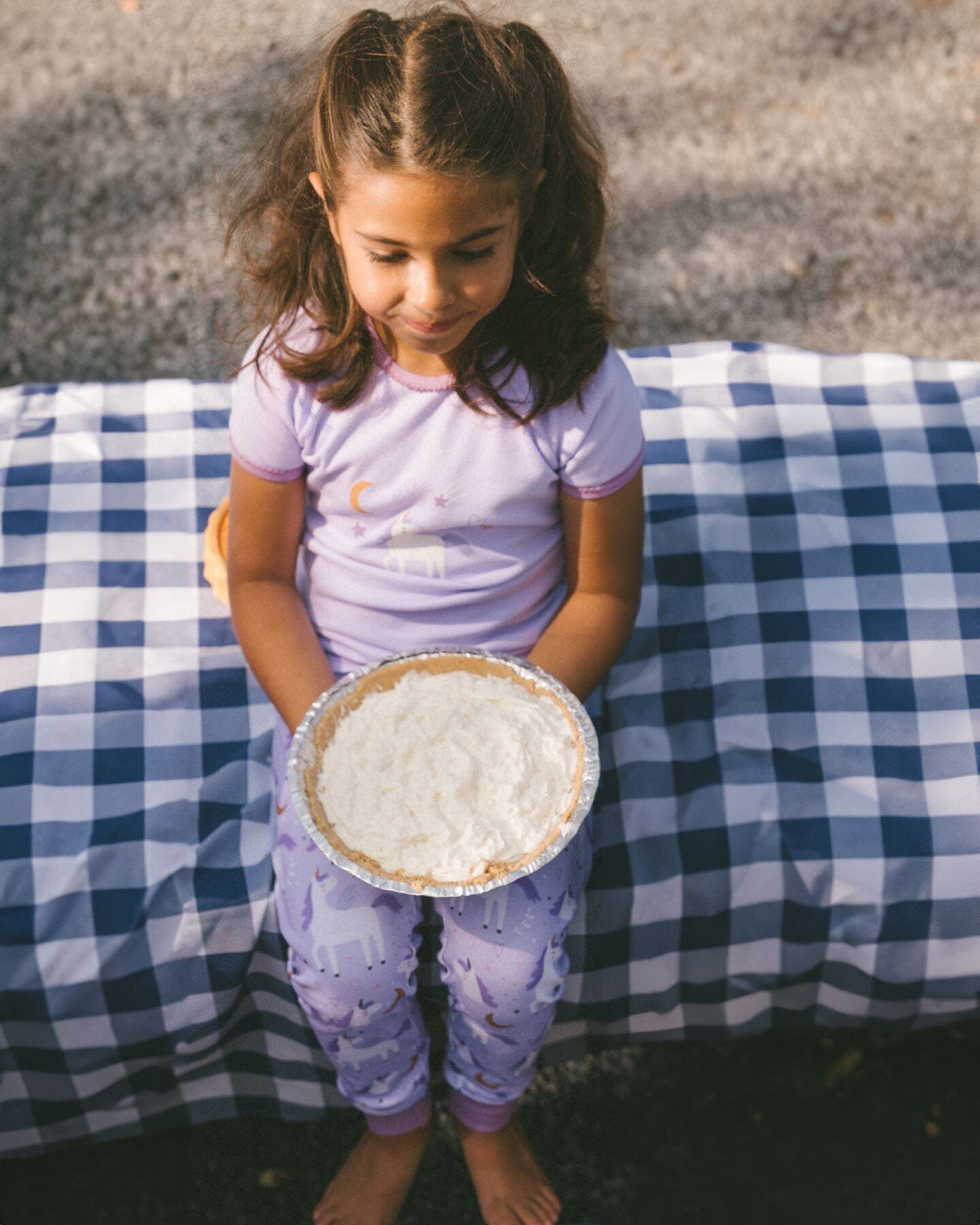 Organic Cotton Short Sleeve Top And Pant Pajama Set White Unicorn On Mauve