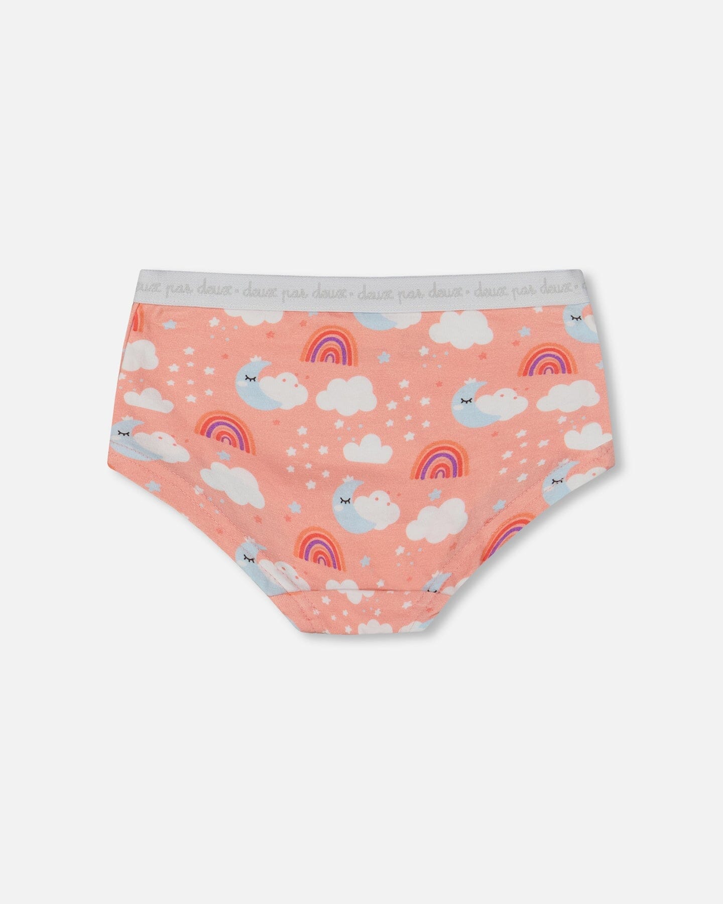 Printed Organic Cotton Boyshort Panty Rainbow On Light Coral