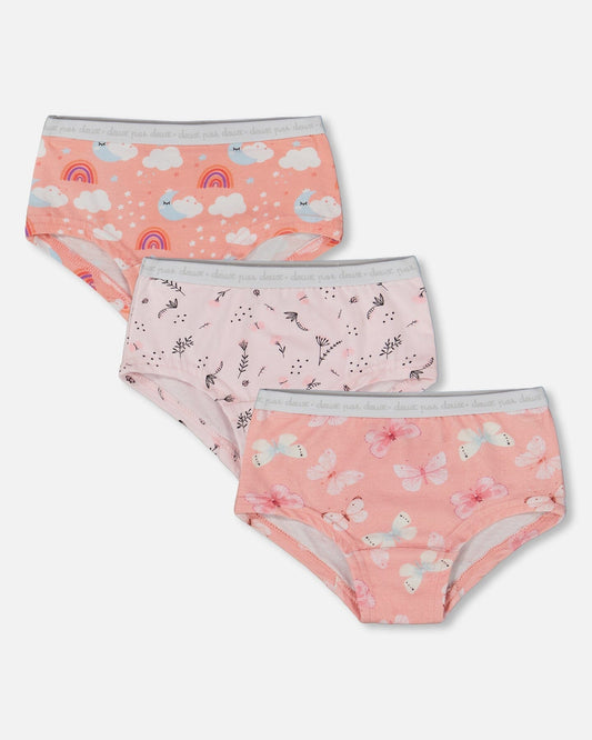 Printed Organic Cotton Boyshort Panties (Pack Of 3) Multicolored