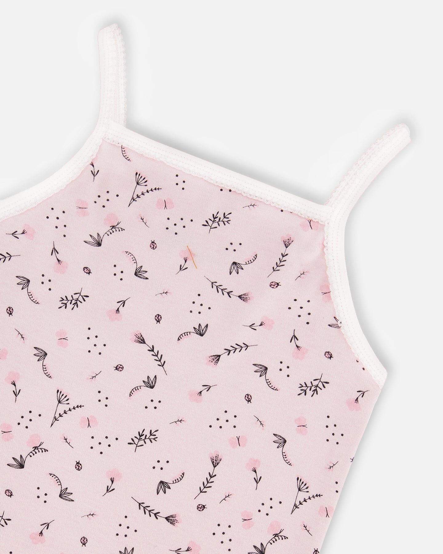 Printed Organic Cotton Tank Top Small Pink Flowers On Pale Pink Background