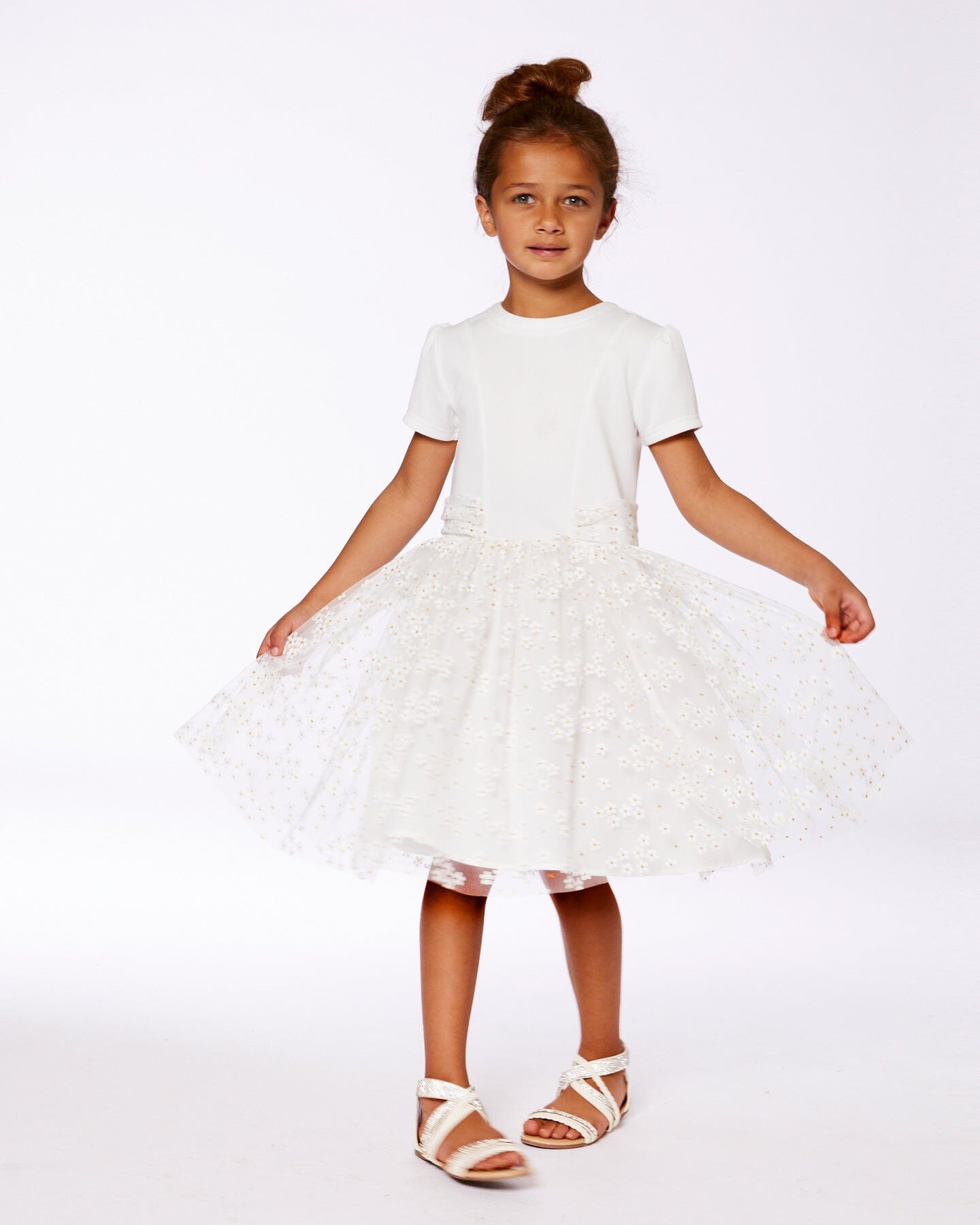 Puff Sleeve Dress White With Cutouts