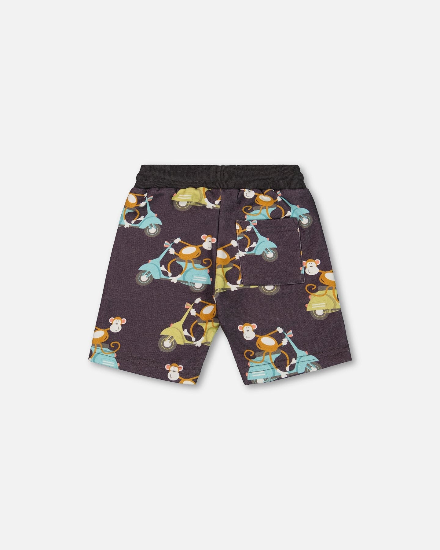 Printed French Terry Short Monkey On Navy Moped
