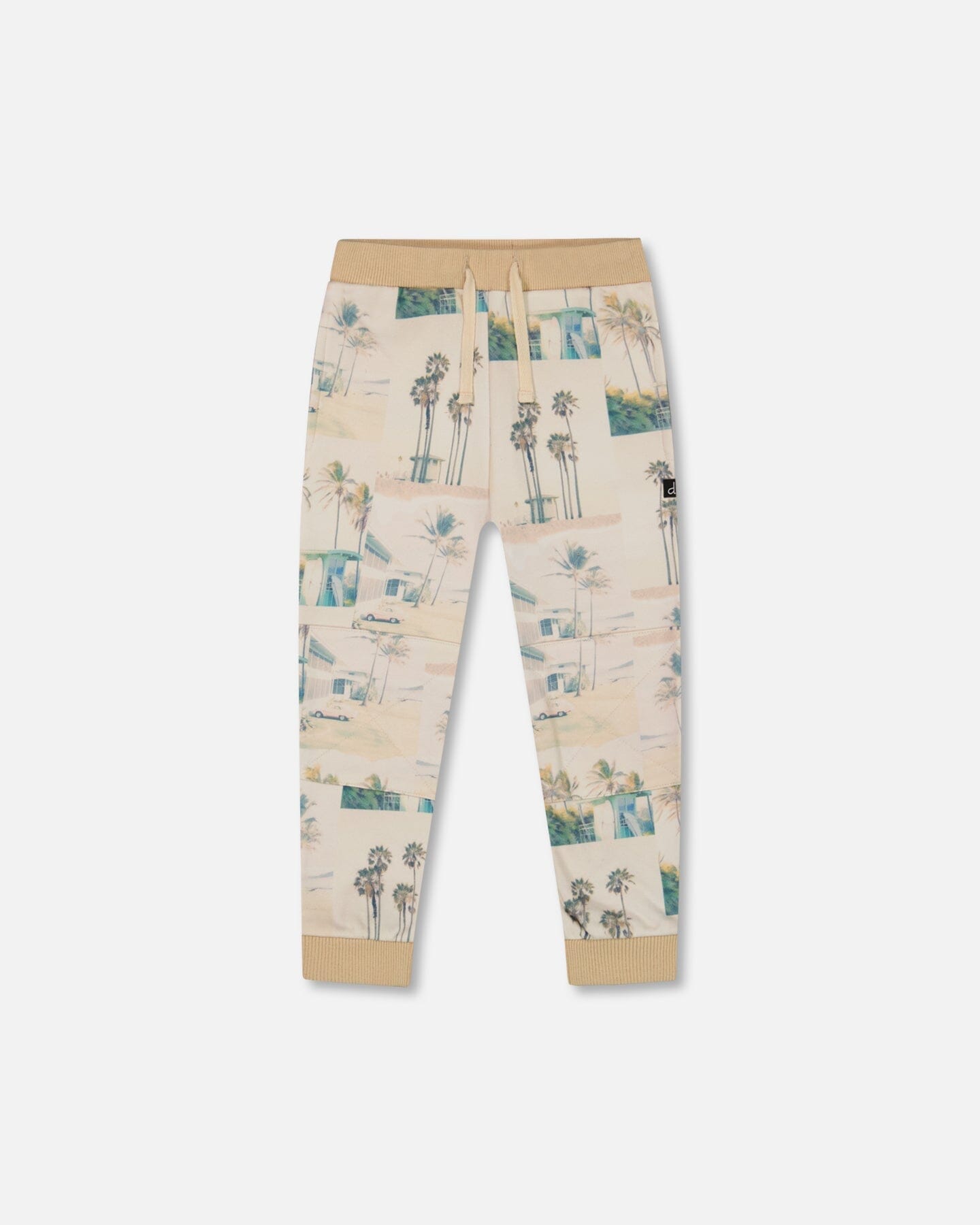 Printed Jogger Sweatpants Beige Palm Tree And Teal