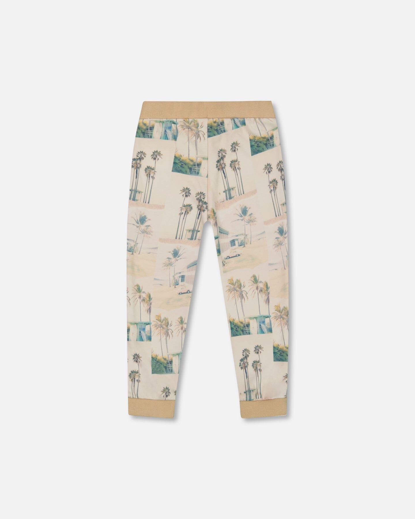 Printed Jogger Sweatpants Beige Palm Tree And Teal