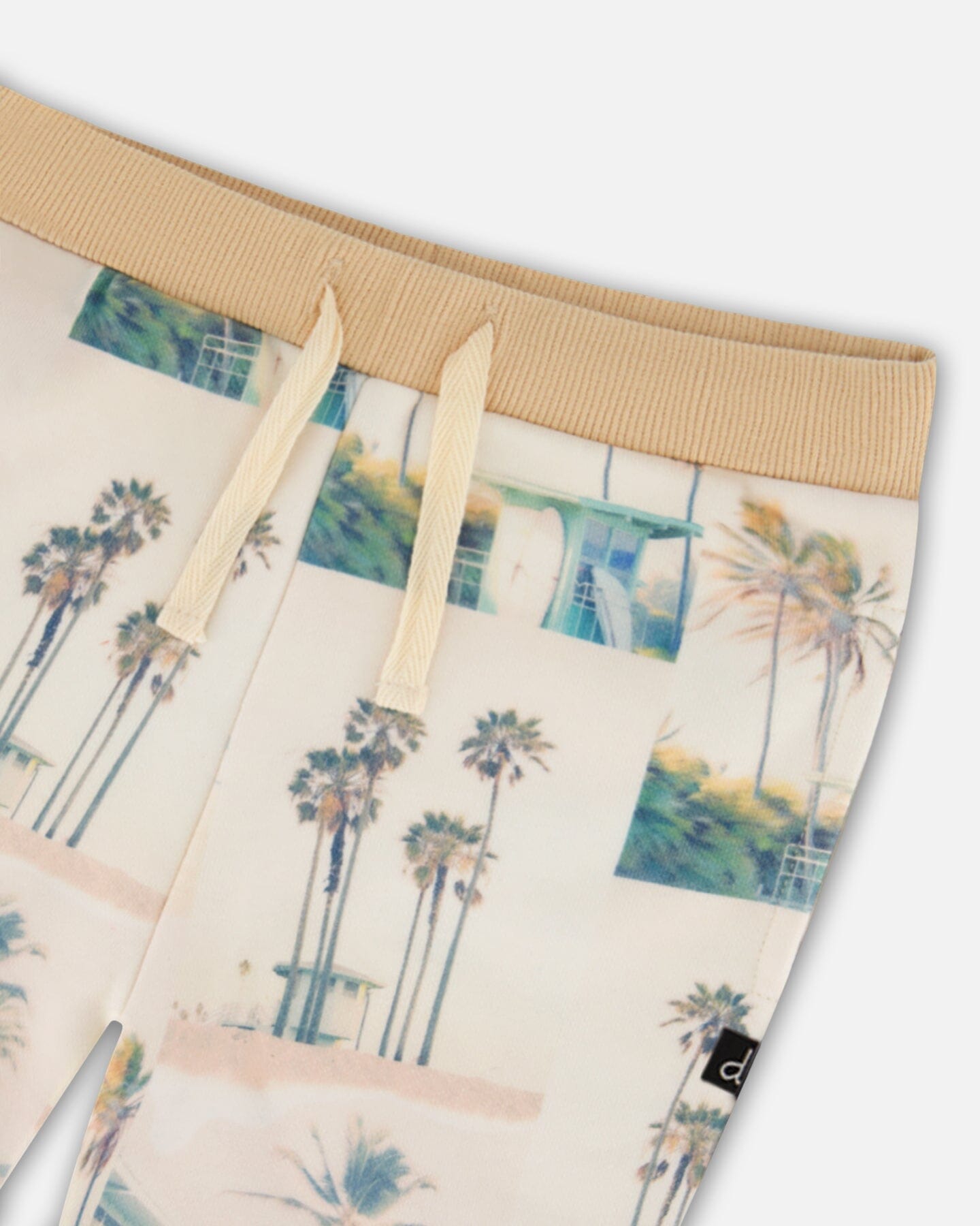 Printed Jogger Sweatpants Beige Palm Tree And Teal