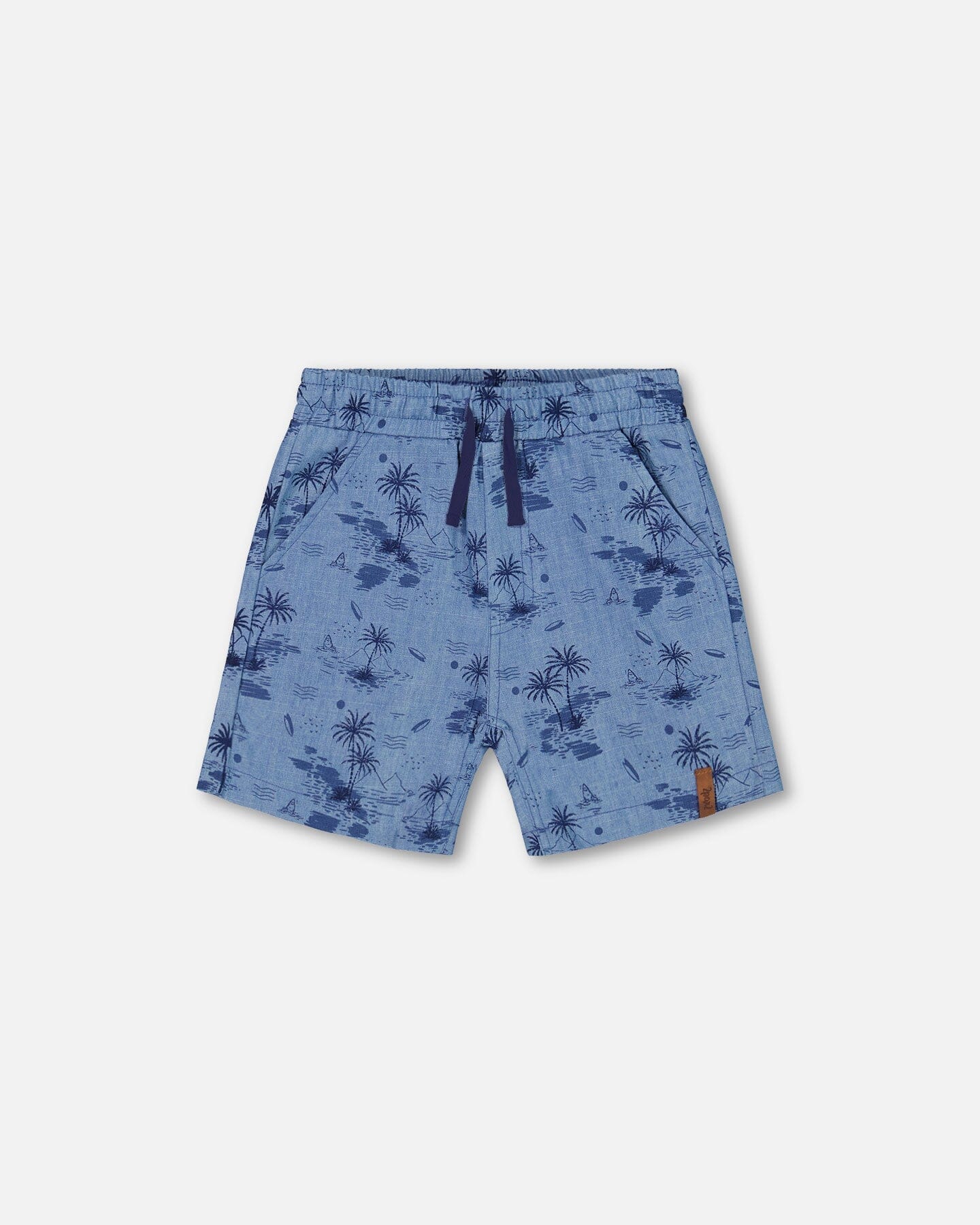 Printed Chambray Short Pale Blue And Navy