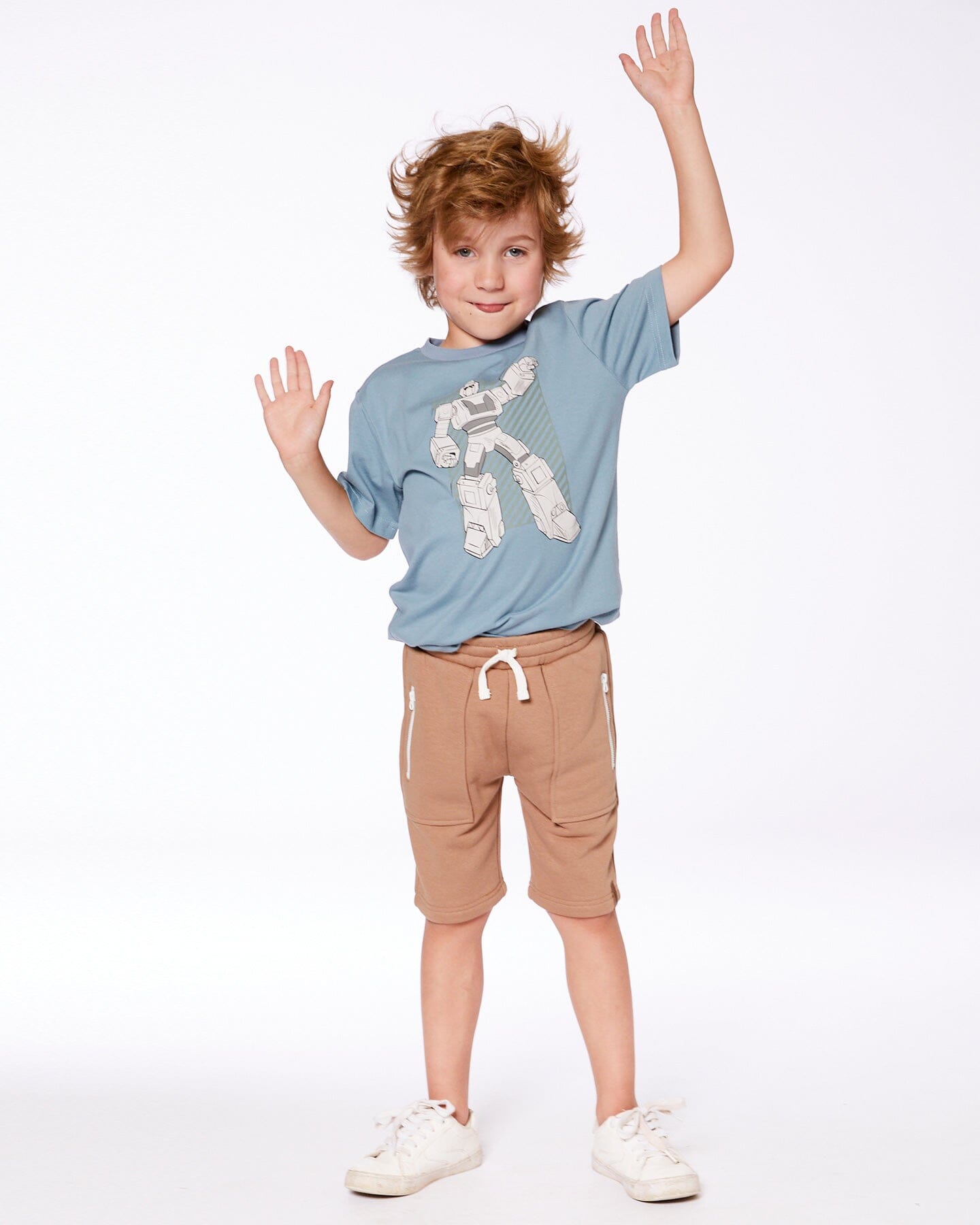 French Terry Zip Pocket Shorts Beige