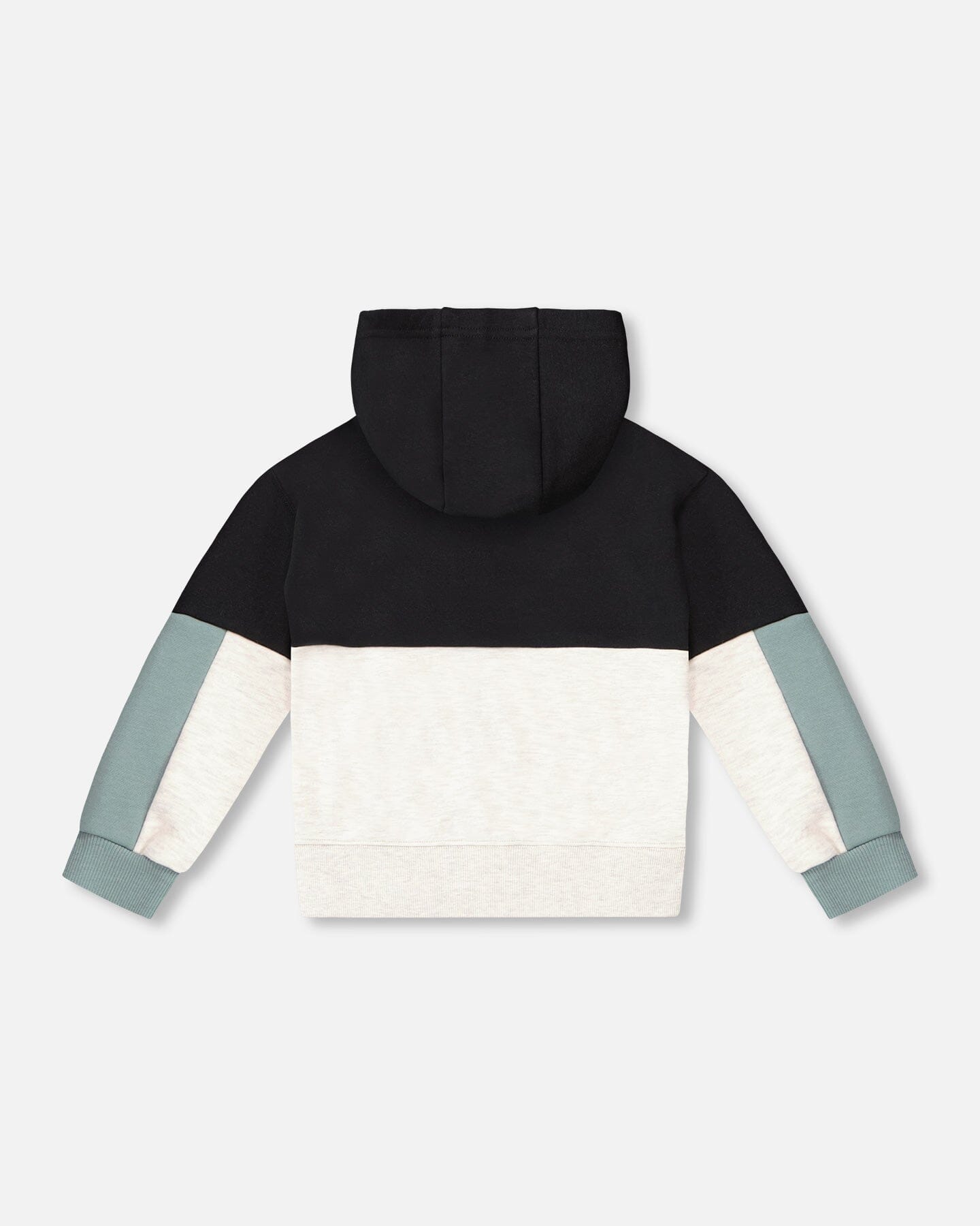 French Terry Color Block Full Zip Hoodie Cardigan Sweatshirt Black, Teal And Shimmer