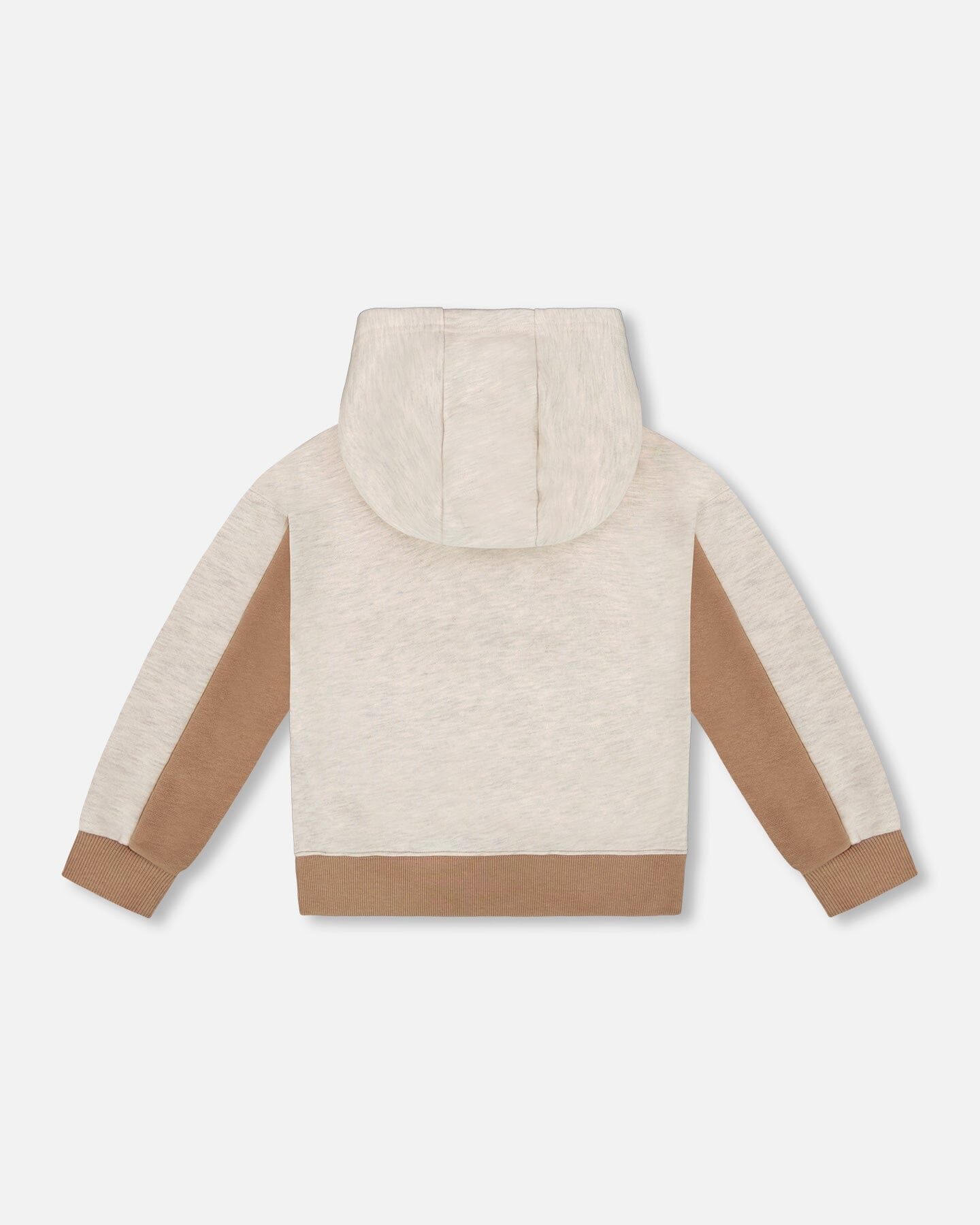 French Terry Color Block Pullover Hoodie Sweatshirt Beige And Off-White