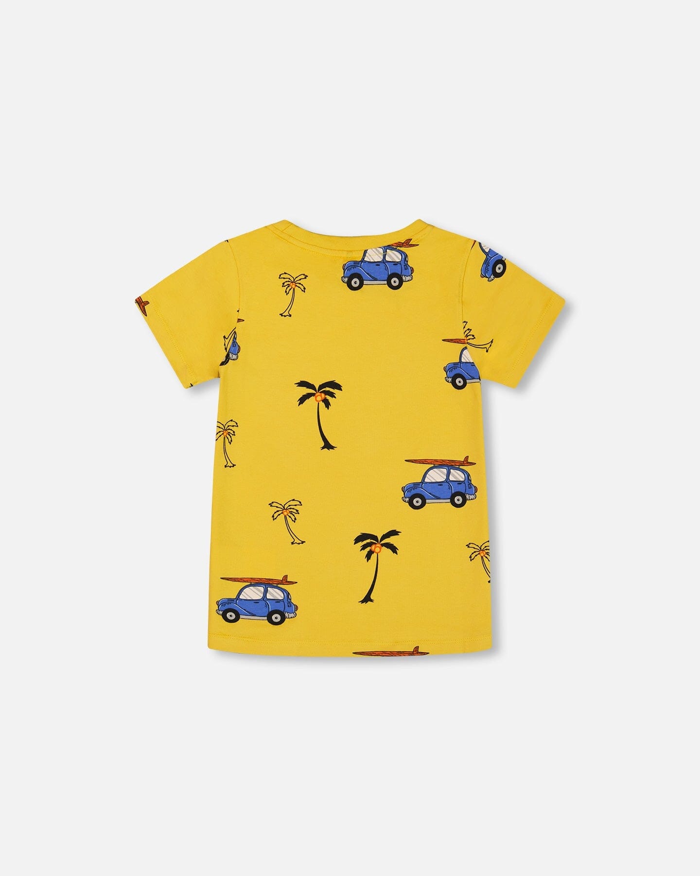 Printed Organic Cotton Tee Yellow And Blue Car