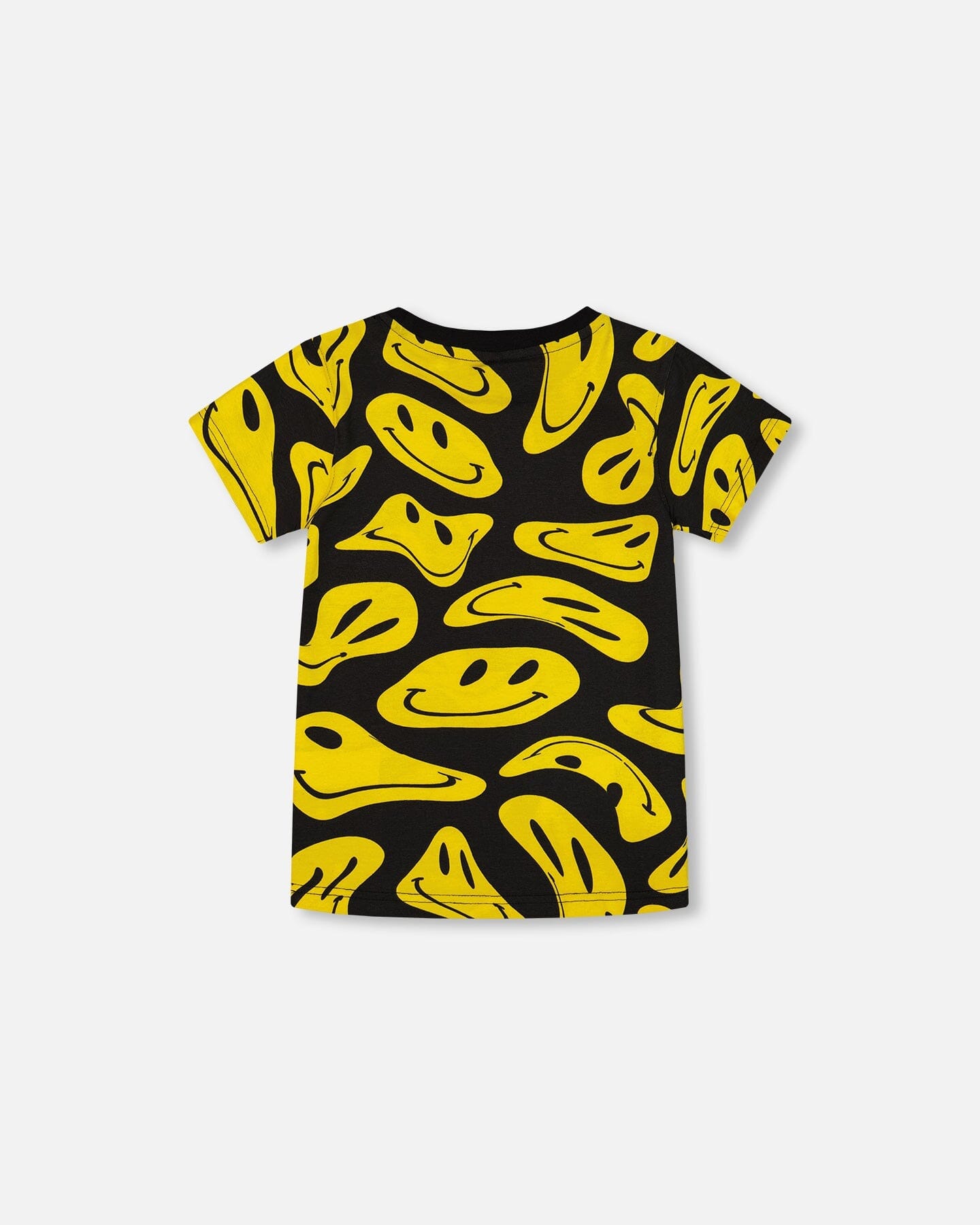 Printed Organic Cotton Tee Black And Yellow Smile