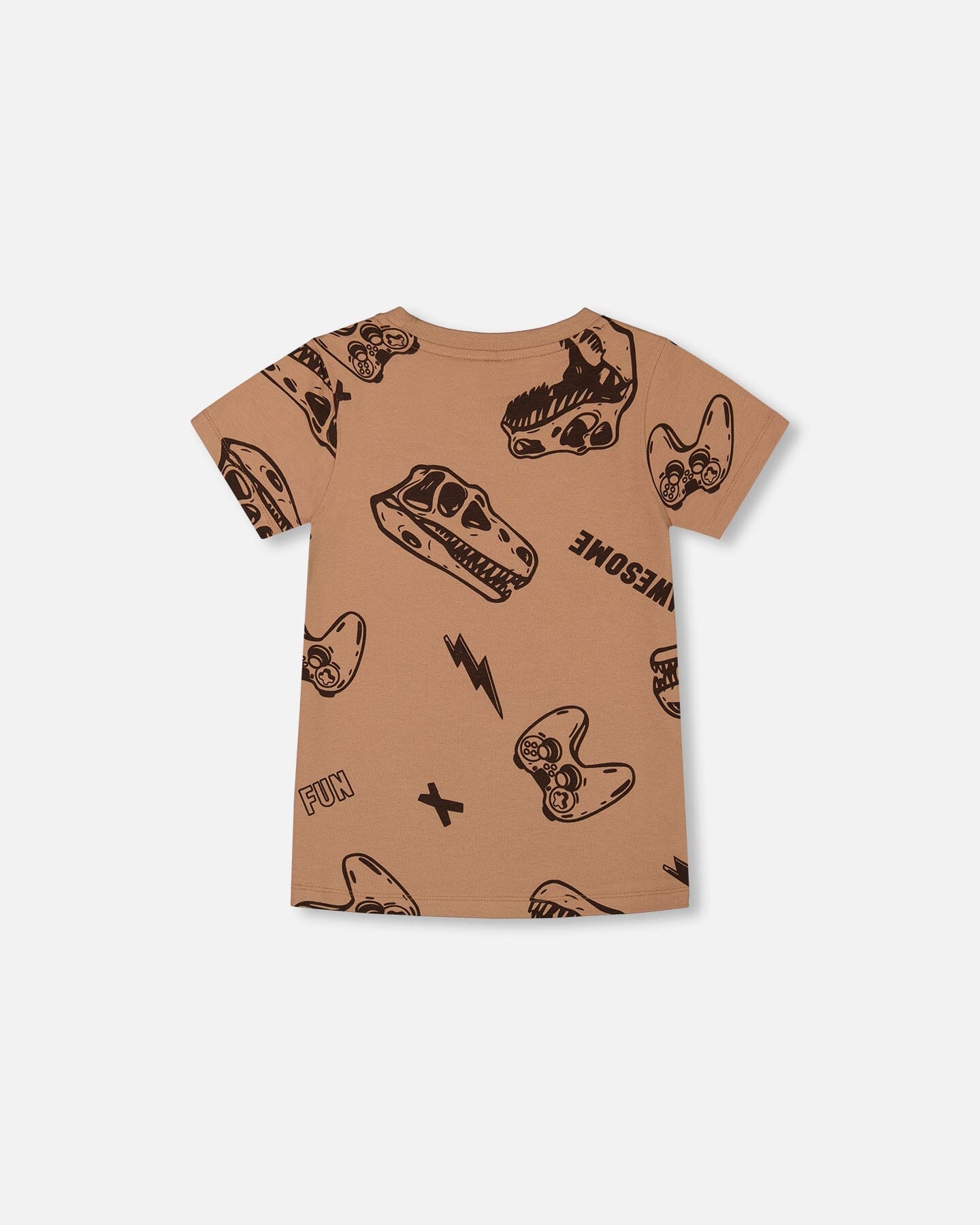 Printed Organic Cotton Tee Beige And Black Dinos