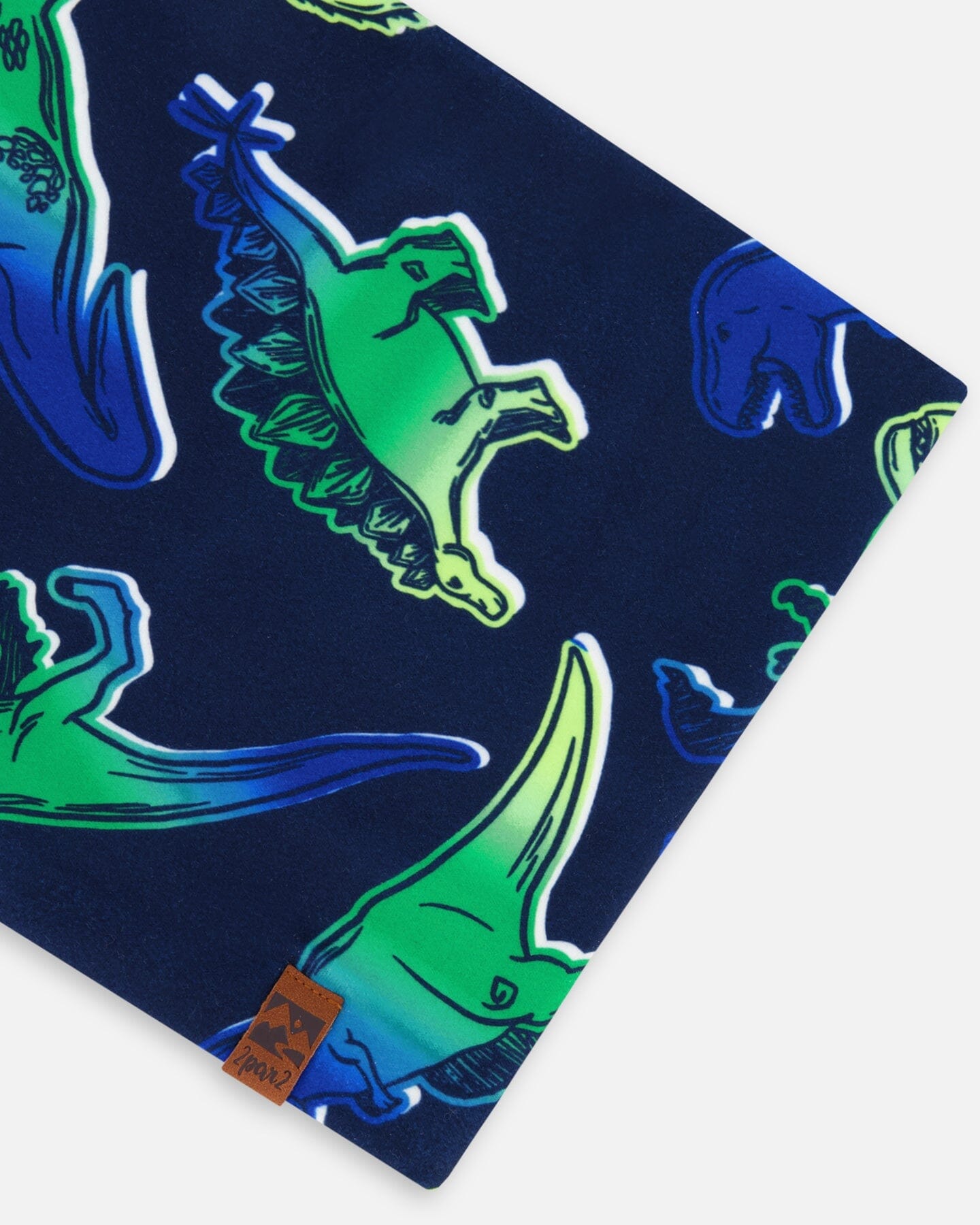 Printed Neck Tube Blue And Green Dino On Navy
