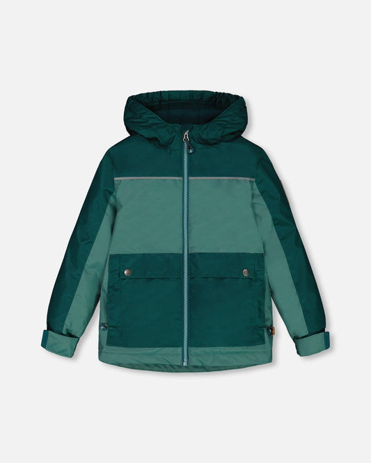 Colorblock Mid-Season Jacket Forest Green And Emerald