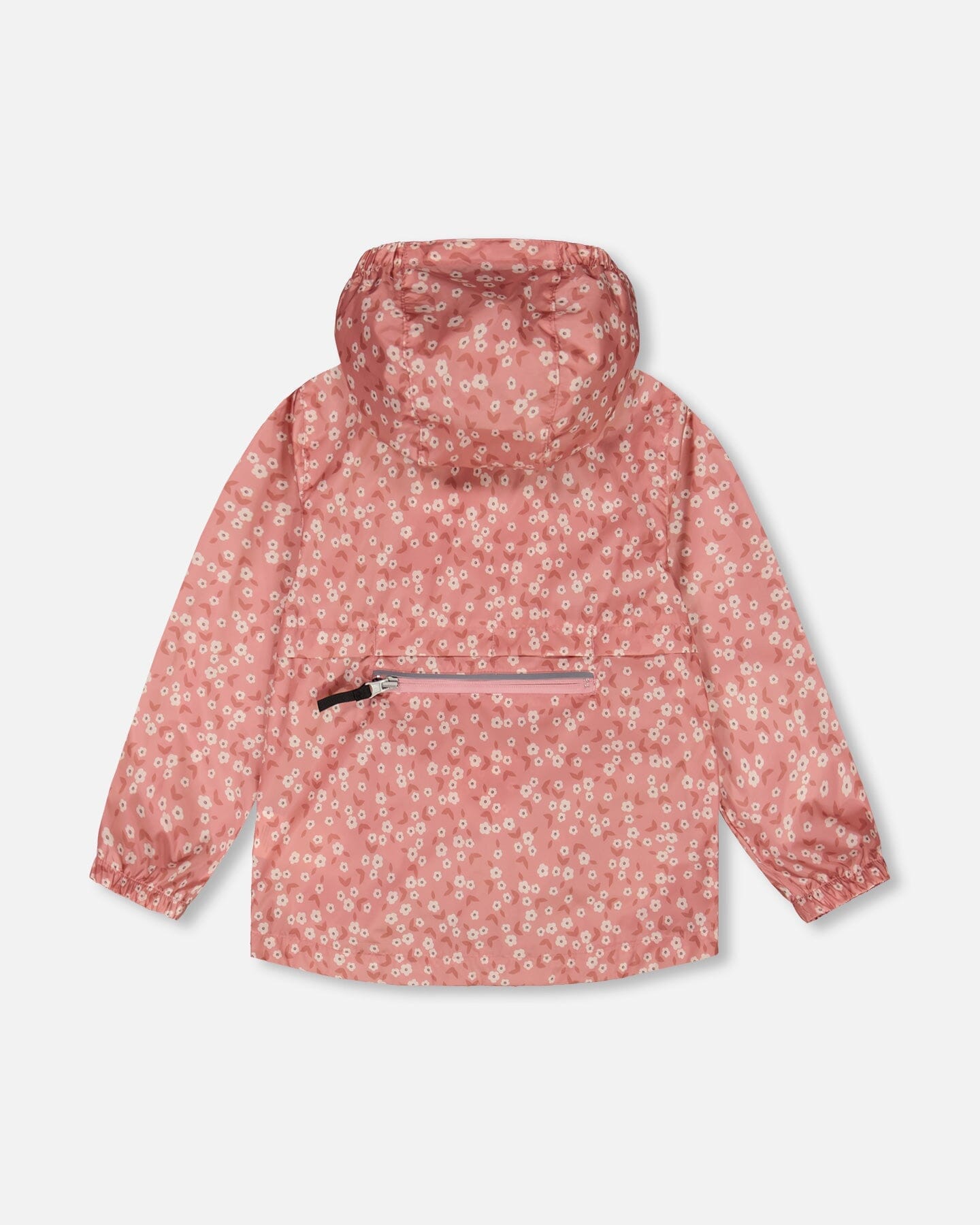 Printed Packable Windbreaker Small White Flowers On Pale Pink