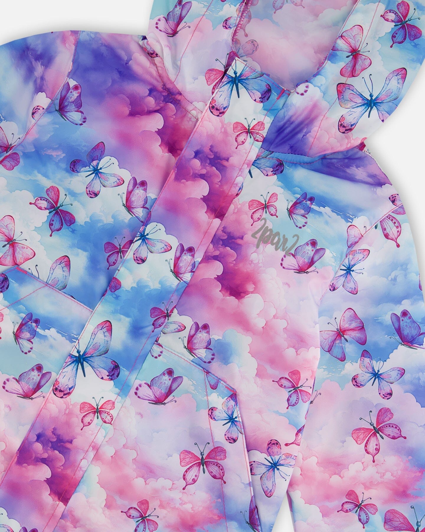 Printed Packable Windbreaker Butterflies On Multicolored Background