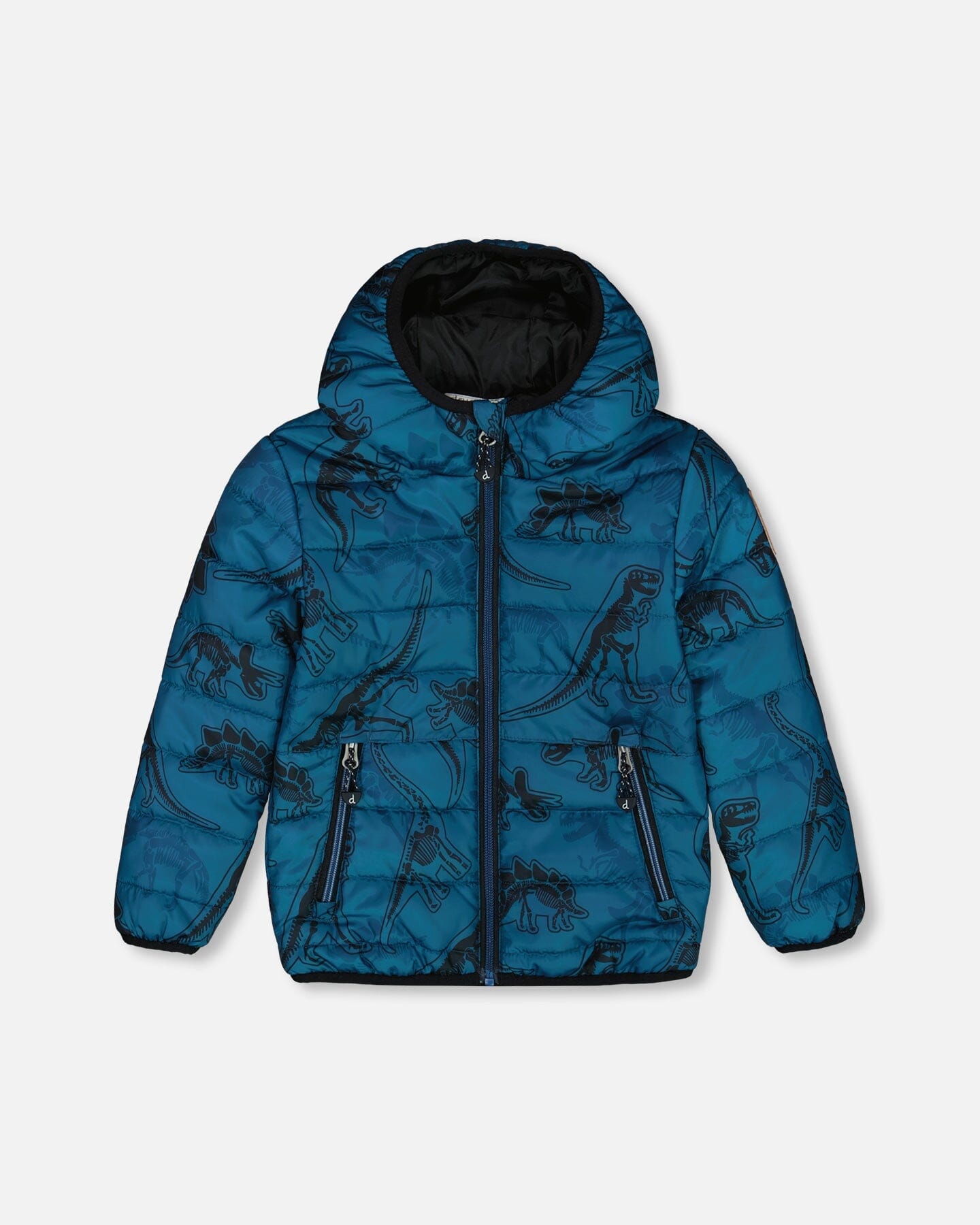 Printed Quilted Mid-Season Jacket Blue And Gray