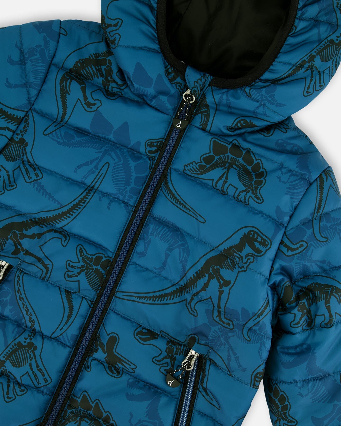 Printed Quilted Mid-Season Jacket Blue And Gray